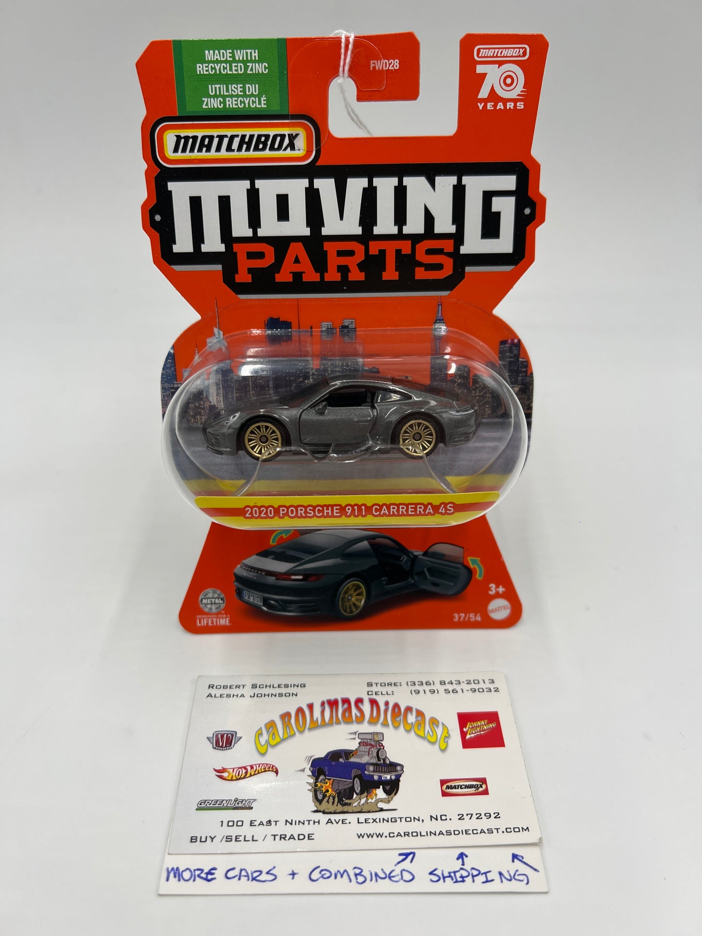 Matchbox Moving Parts #37 2020 Porsche 911 Carrera 4S Gray 162i