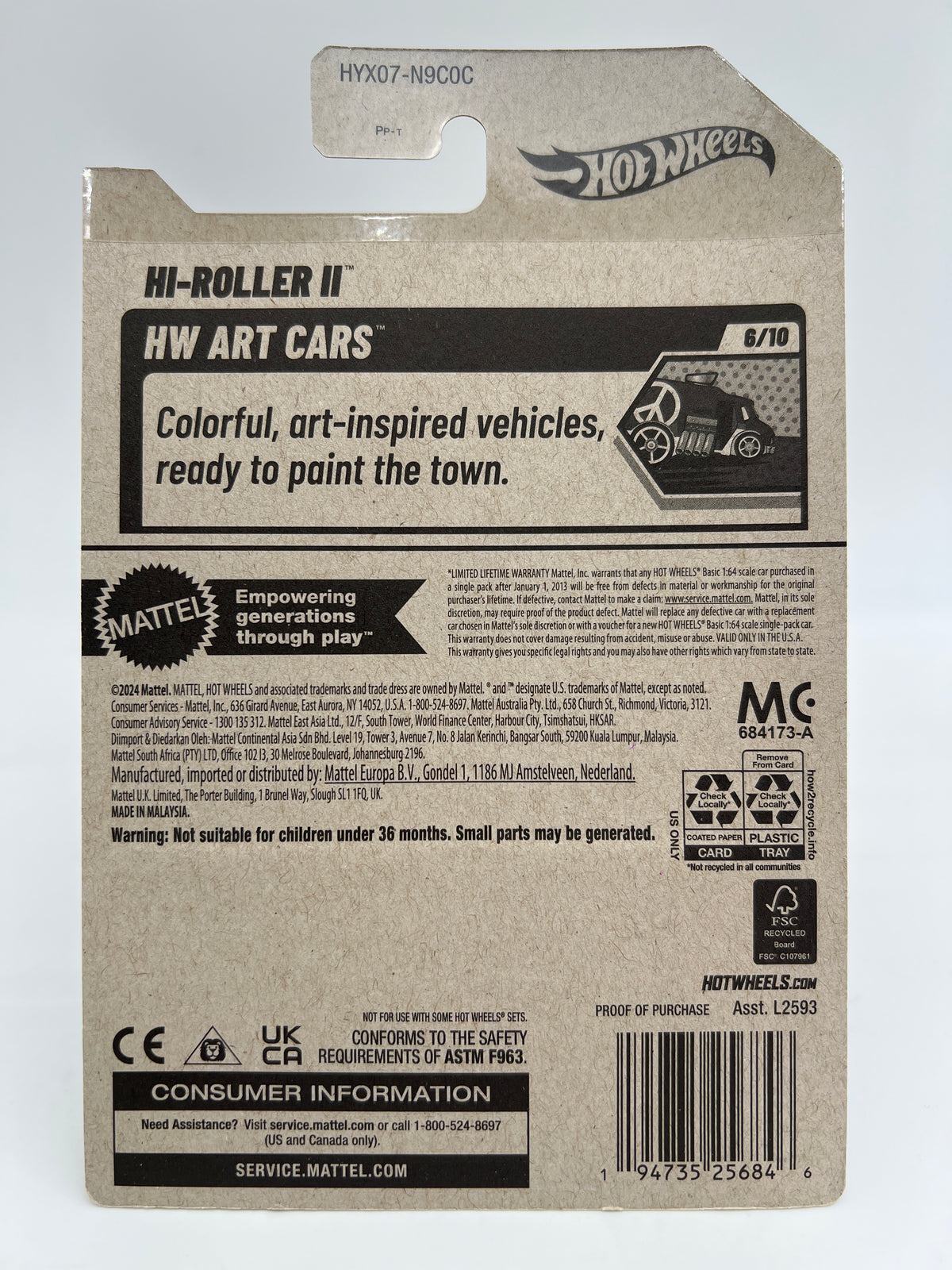 2025 Hot Wheels Factory Sealed Super Treasure Hunt & Mainline #61 Hi-Roller II Black/White W/Protector