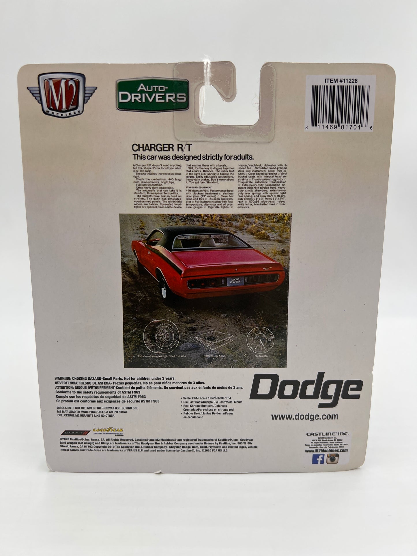 M2 Machines Auto-Drivers 1971 Dodge Charger R/T 440 6-Pack Red R69 189B