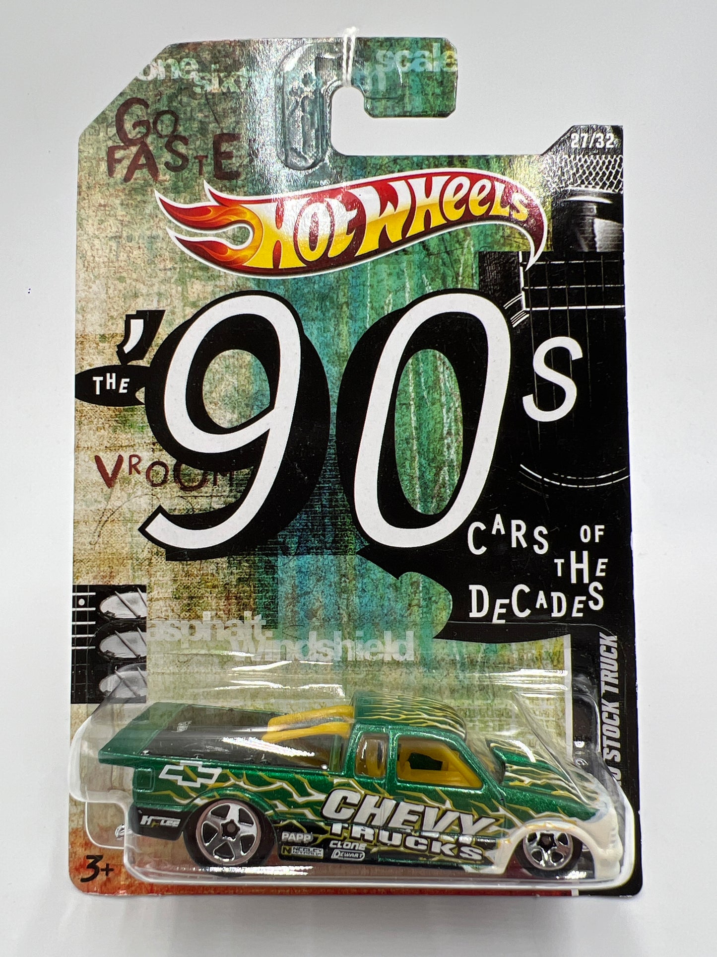 Hot Wheels Cars of the Decades The 90s #27 Chevy Pro Stock Truck Green 164G