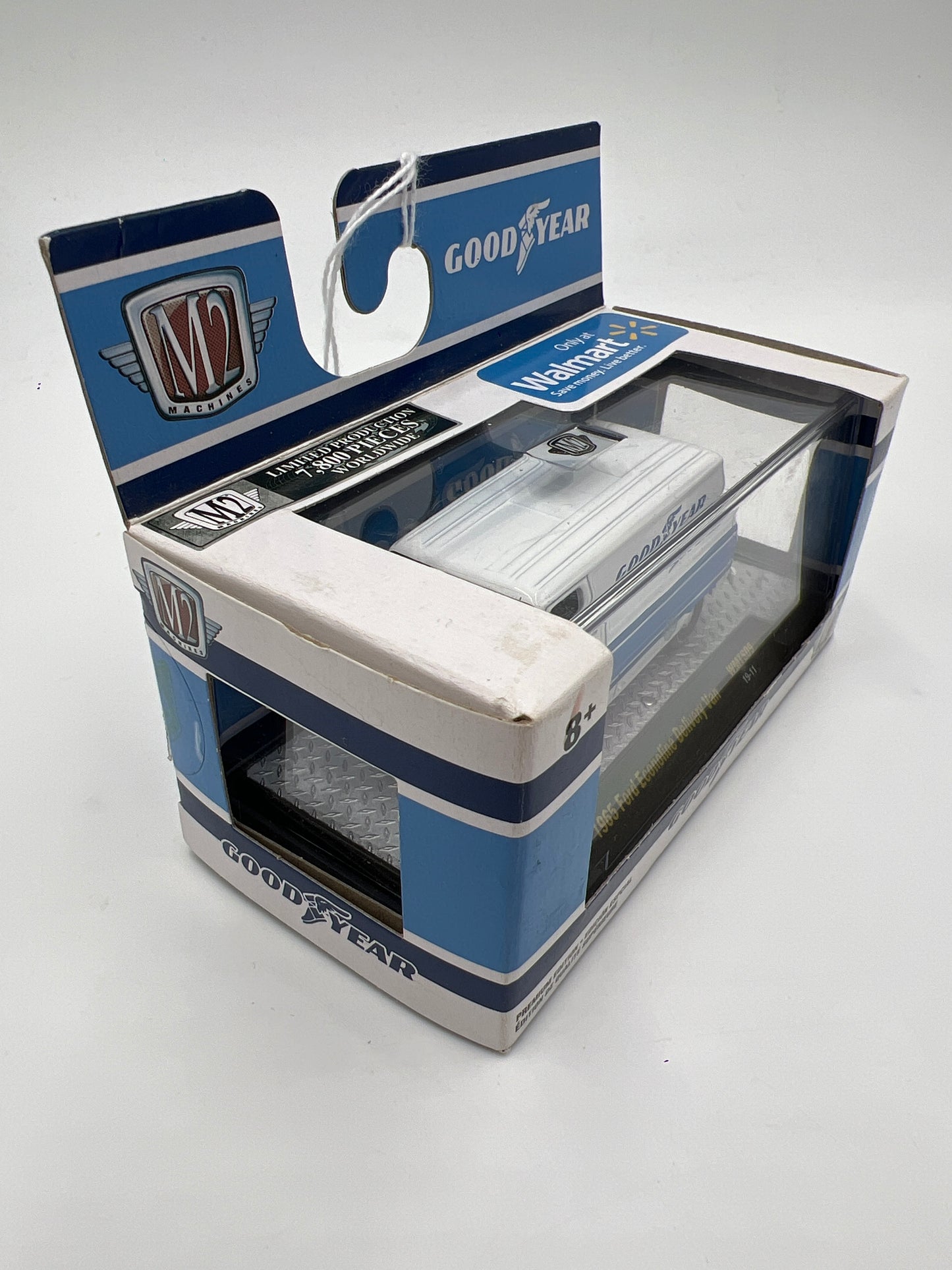 M2 Machines Walmart Exclusive Goodyear 1965 Ford Econoline Delivery Van White/Blue WMTS09