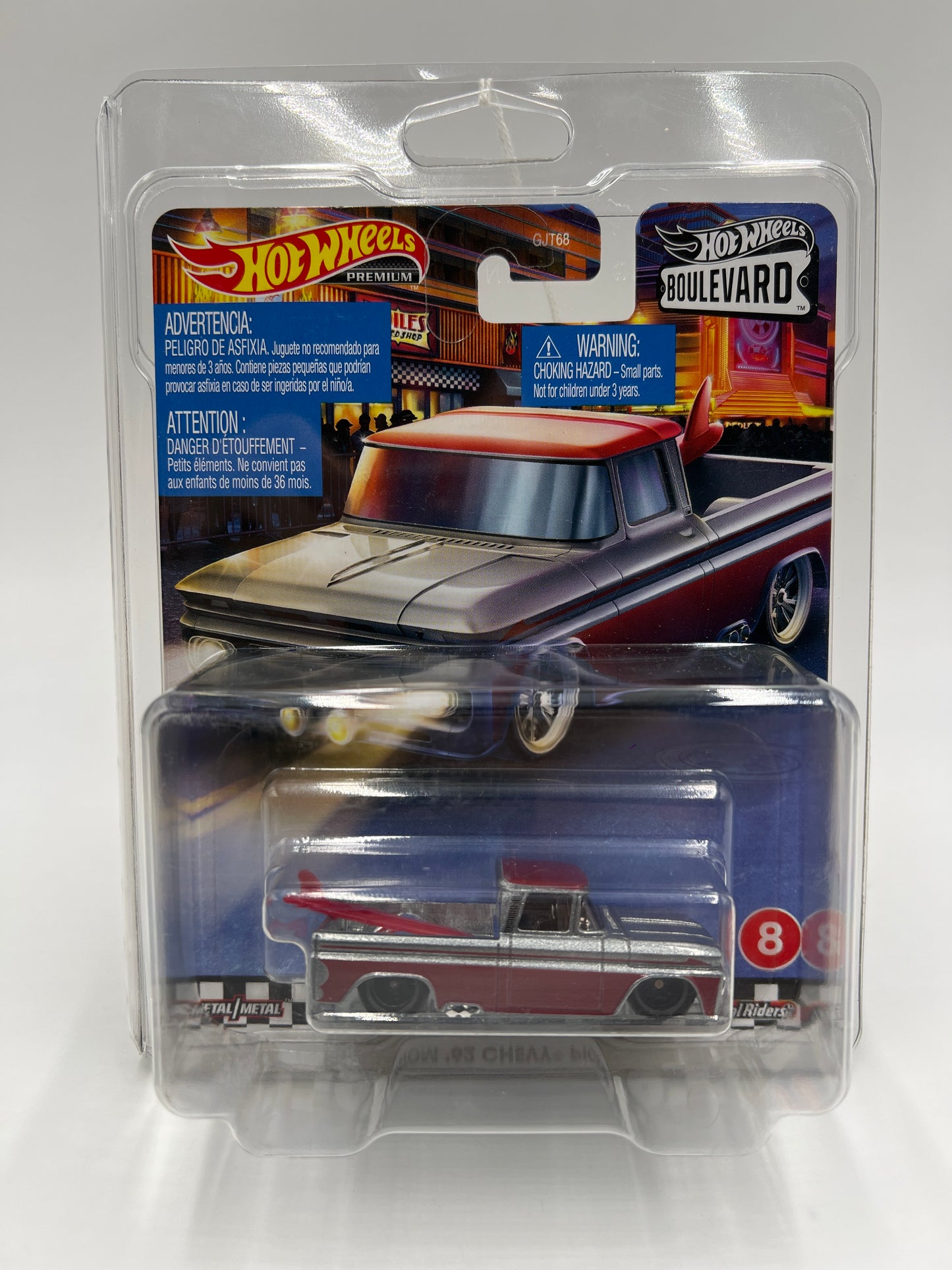 Hot Wheels Premium Boulevard #8 Custom 62 Chevy Pickup Red/Gray W/Protector
