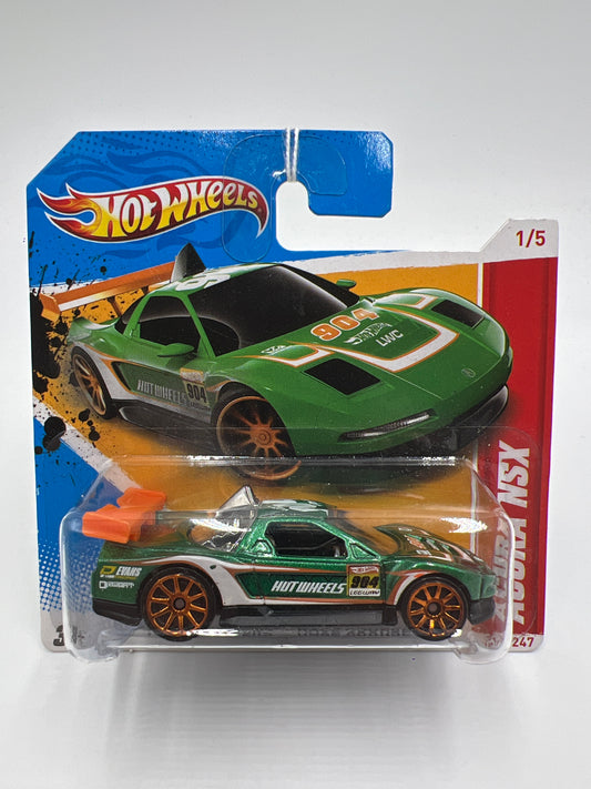 2012 Hot Wheels Short Card Thrill Racers Race Course #181 Acura NSX Green