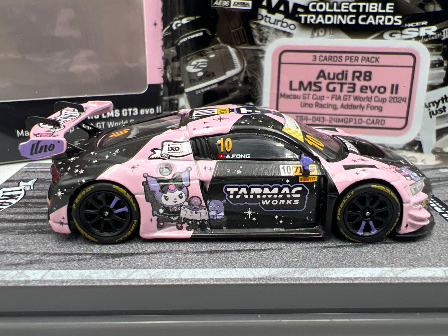 Tarmac Works x Kuromi Audi R8 LMS GT3 EVO II Macau 2024 GT Cup W/Trading Cards & Poster