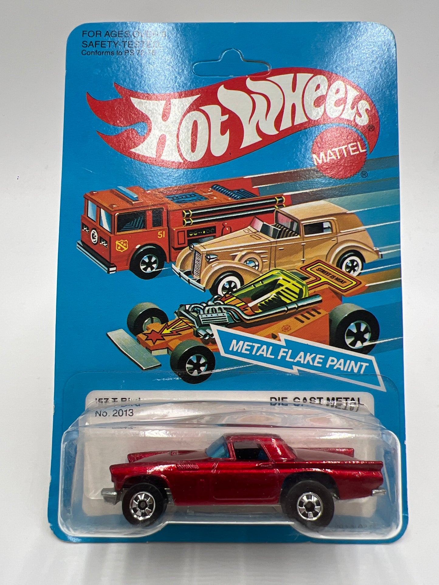 Hot Wheels Original 1982 #2013 57 T-Bird Red Unpunched W/Protector Blister Not Perfect