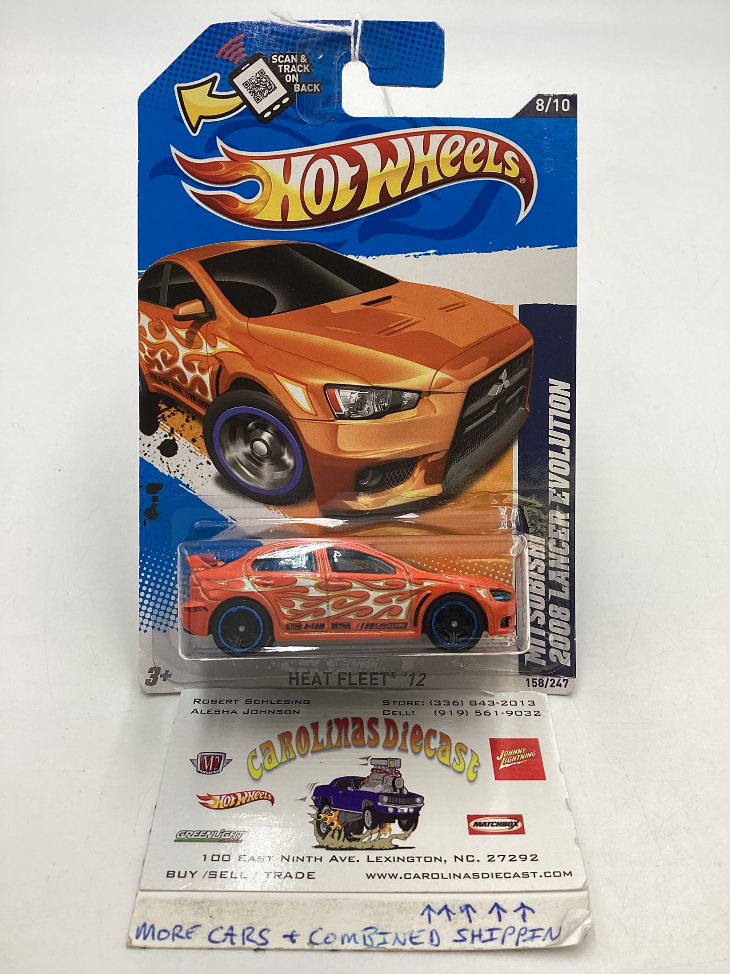 2012 Hot Wheels #158 Orange Mitsubishi 2008 Lancer Evolution 92D