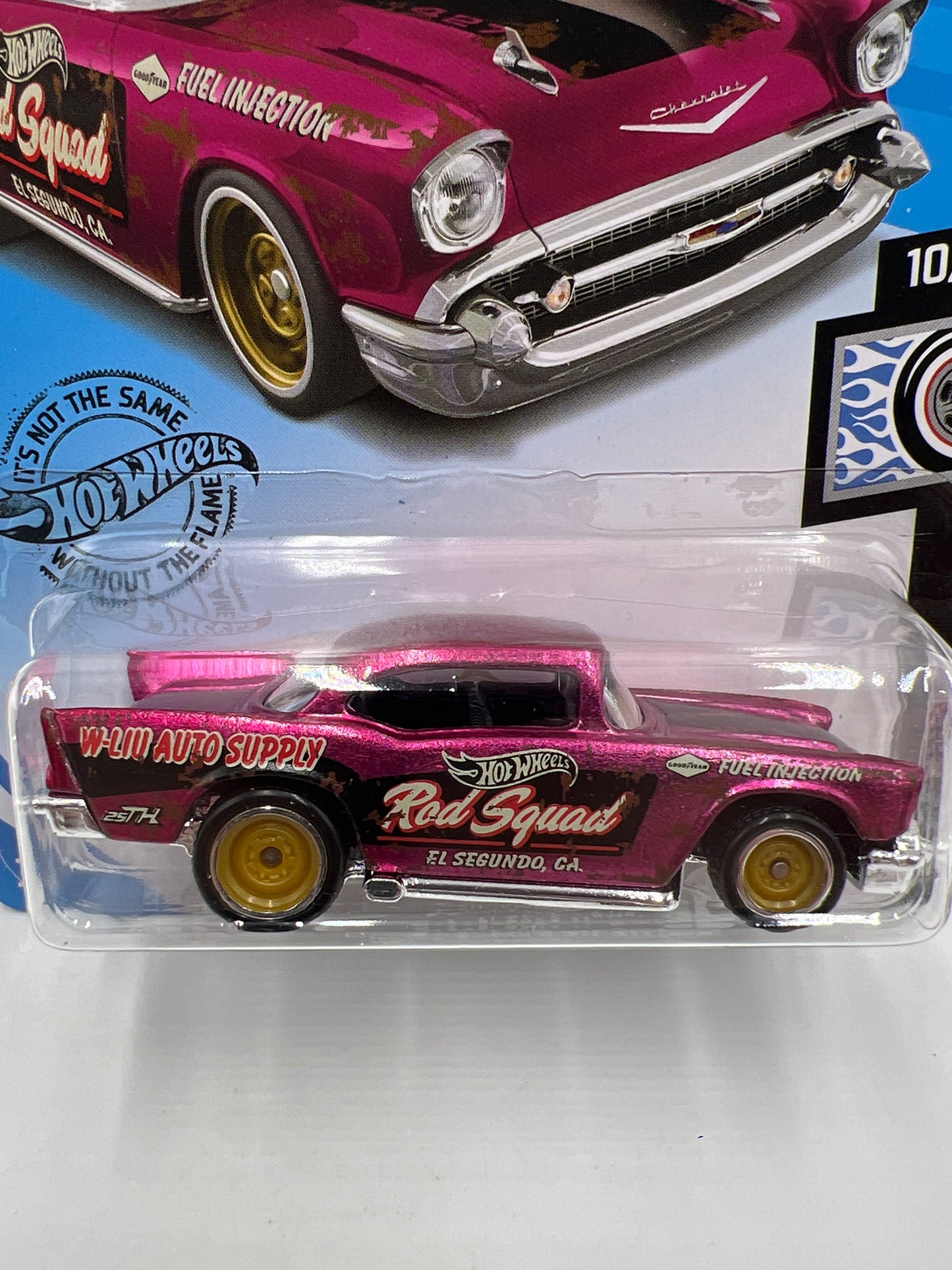 2021 Hot Wheels Super Treasure Hunt Factory Sealed #180 57 Chevy Pink W/Protector Cracked Blister