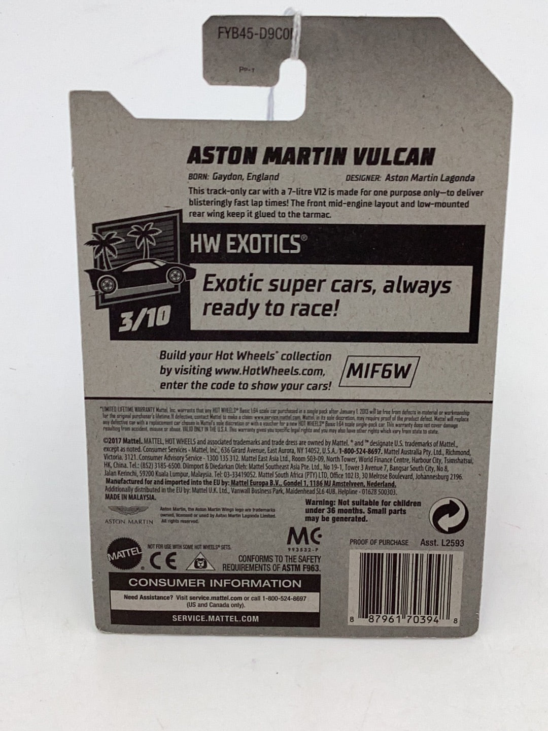 2019 Hot wheels  #235 Aston Martin Vulcan 106A