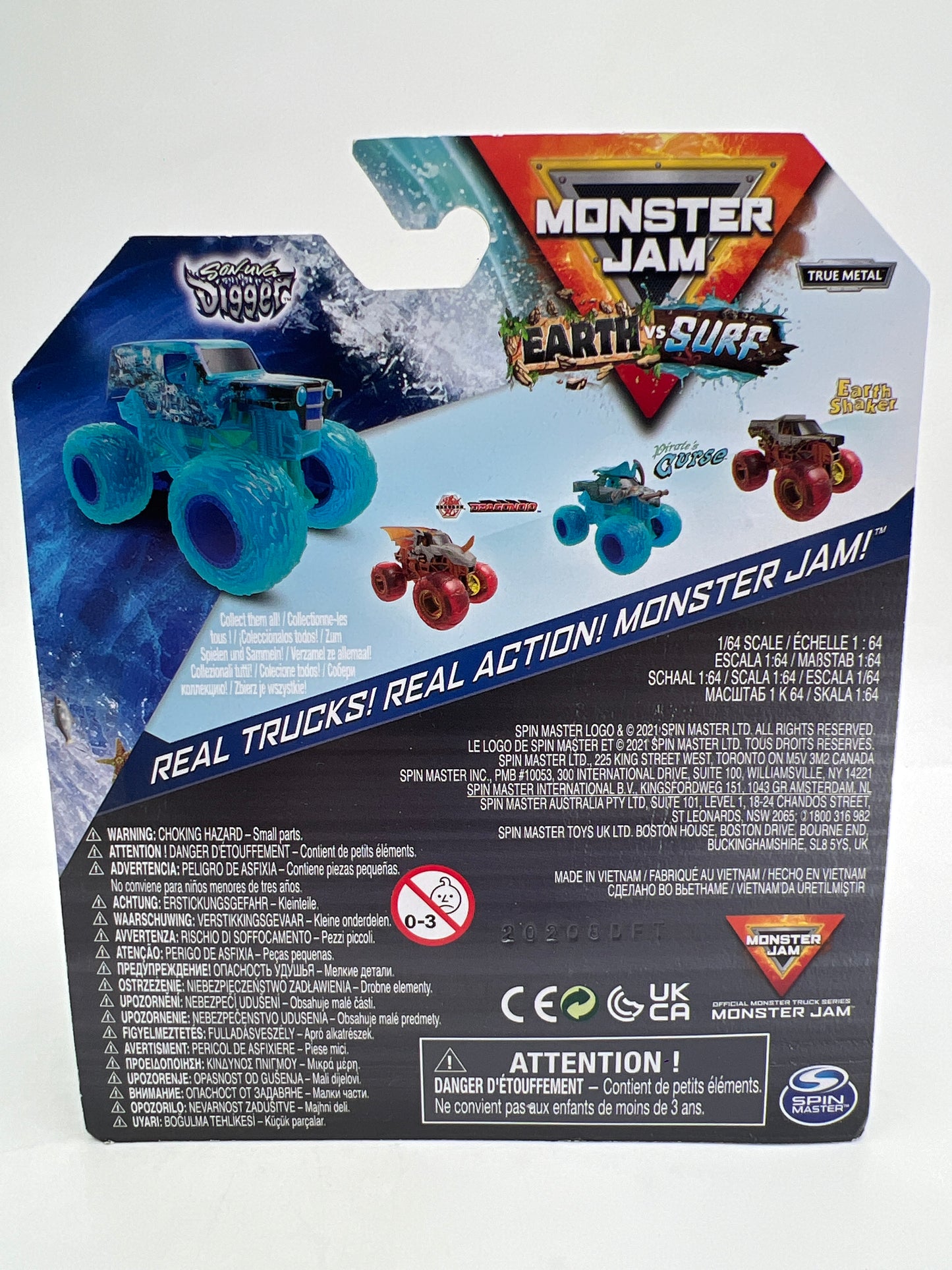 Monster Jam Walmart Exclusive Series 1 Earth vs Surf Sonuva Digger