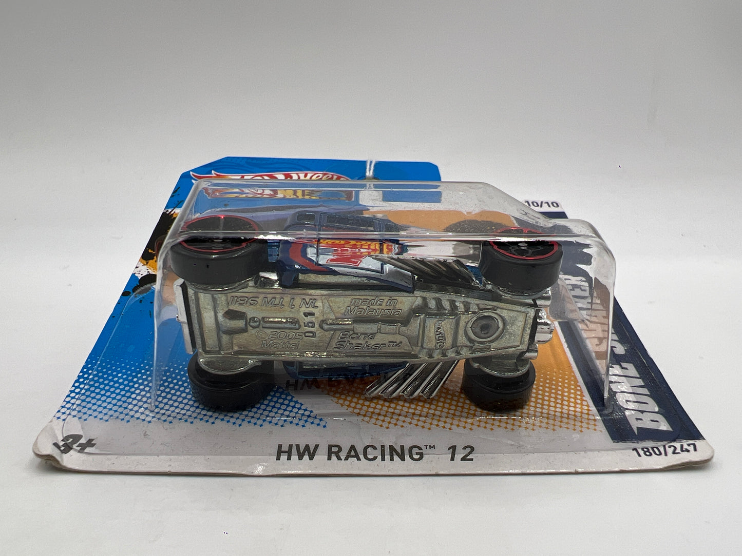 2012 Hot Wheels Short Card HW Racing #180 Bone Shaker Blue