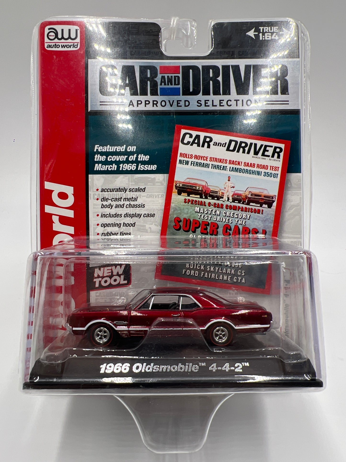 Auto World Car And Driver #5 Ultra Red CHASE 1966 Oldsmobile 442