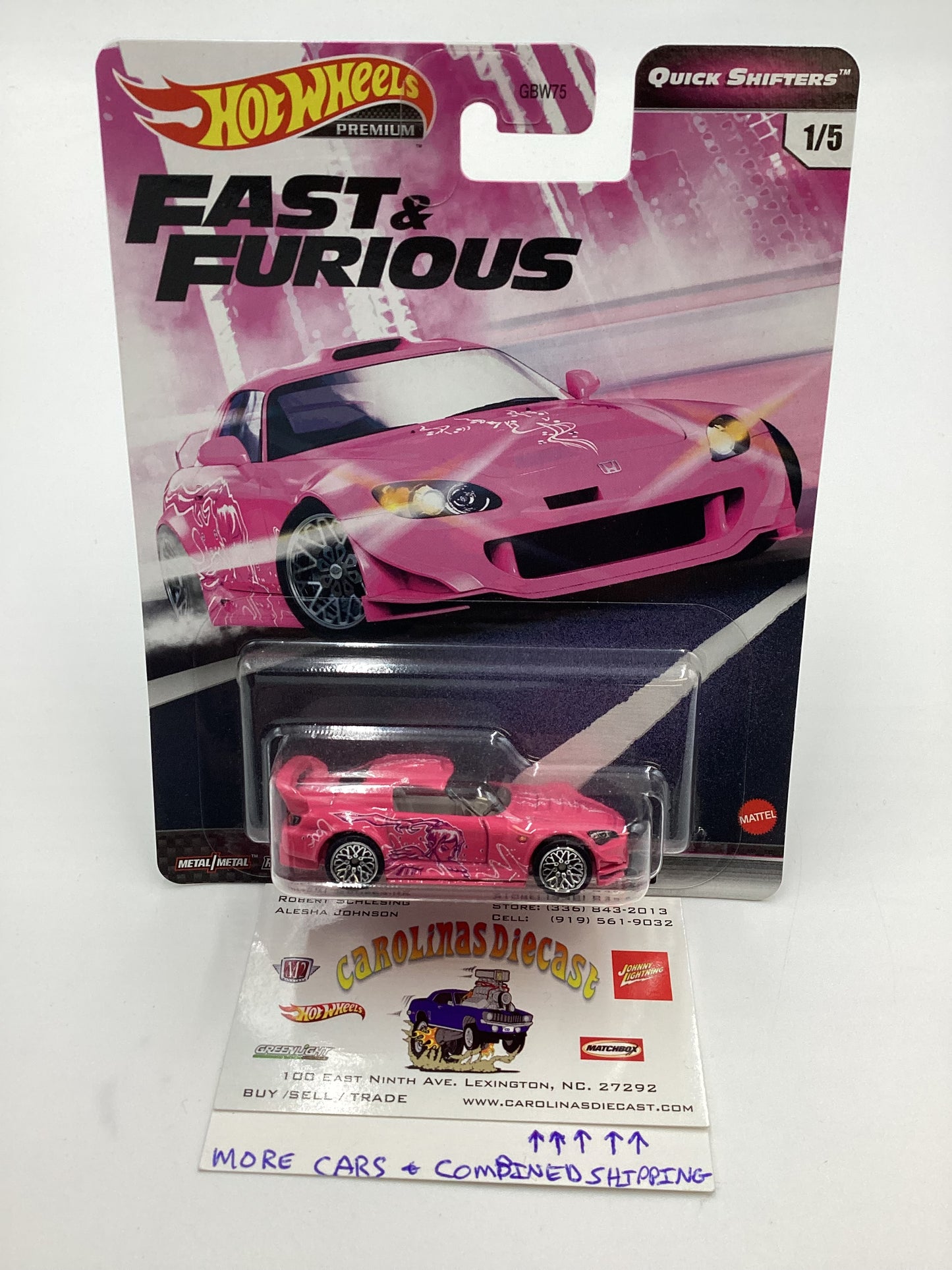 Hot Wheels Premium Fast & Furious Quick Shifters #1 Honda S2000 Pink W/Protector