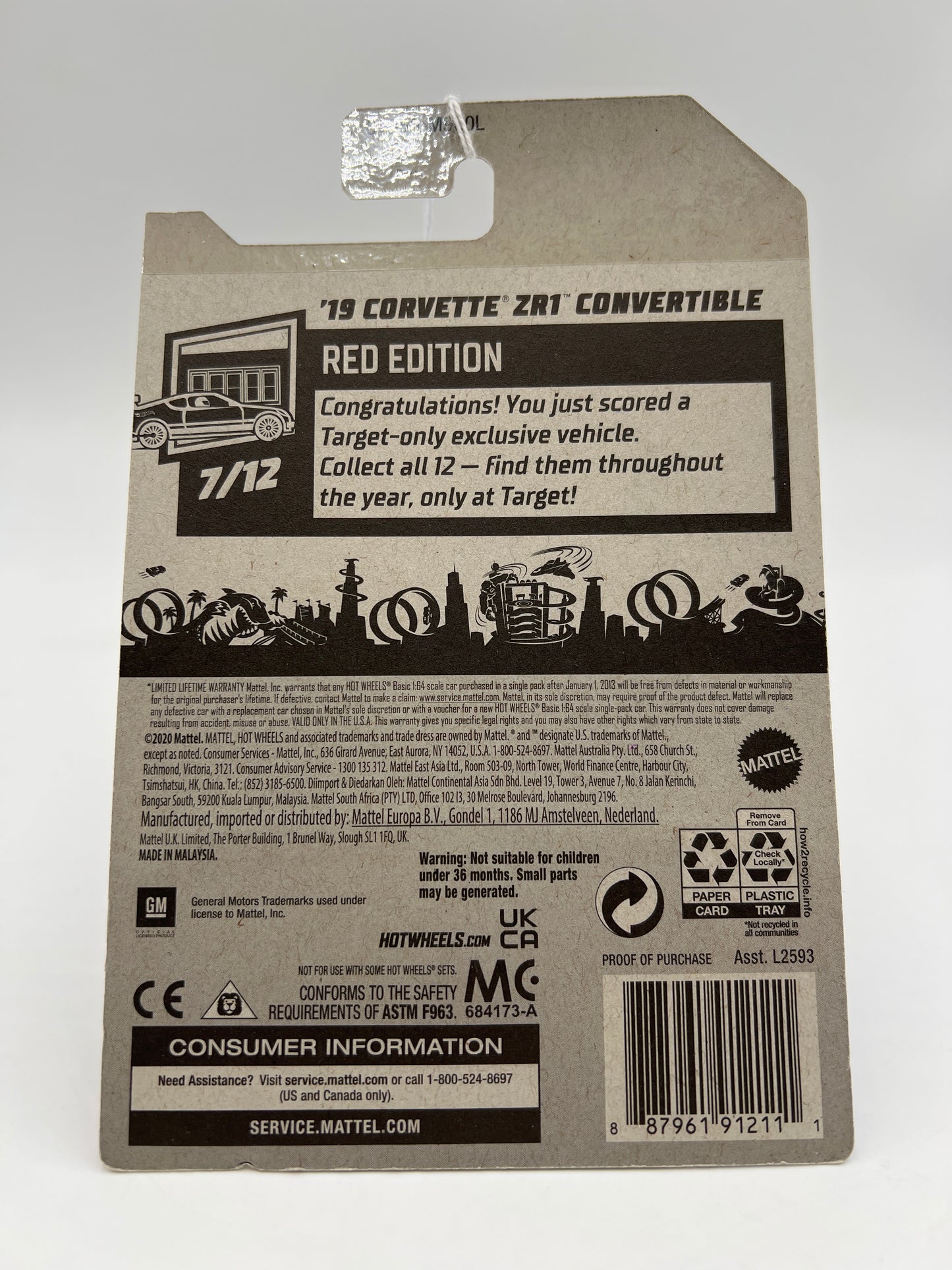 2021 Hot Wheels Target Exclusive Red Edition #134 19 Corvette ZR1 Convertible Red 146C