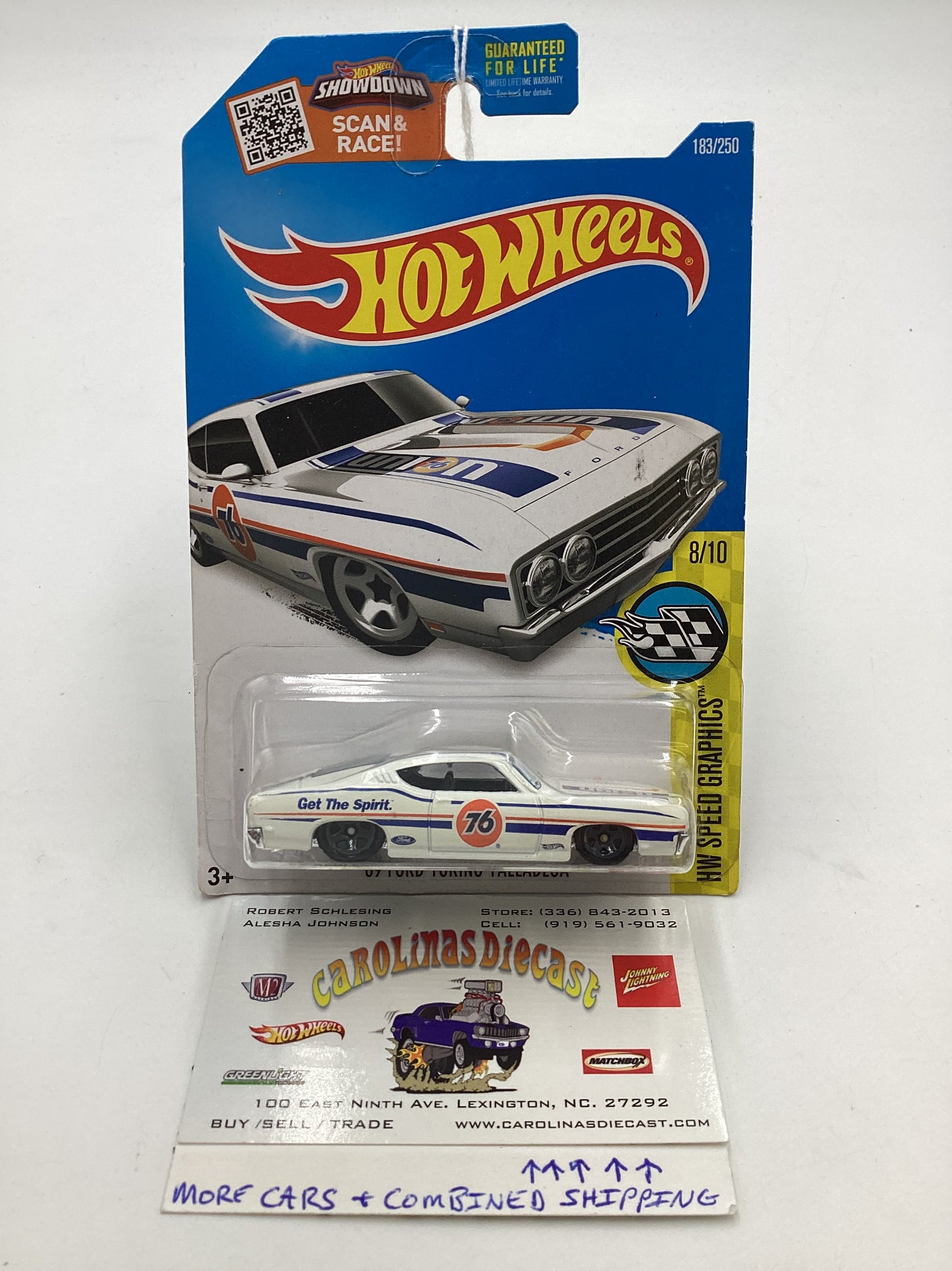 2016 Hot Wheels #183 Speed Graphics 69 Ford Torino Talladega White 31D