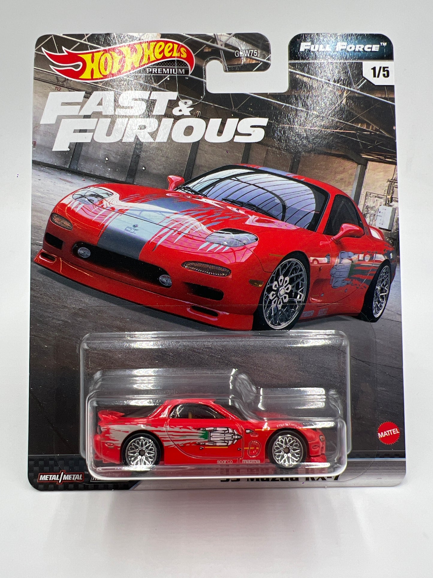 Hot Wheels Fast & Furious Full Force #1 95 Mazda RX-7 Red W/Protector