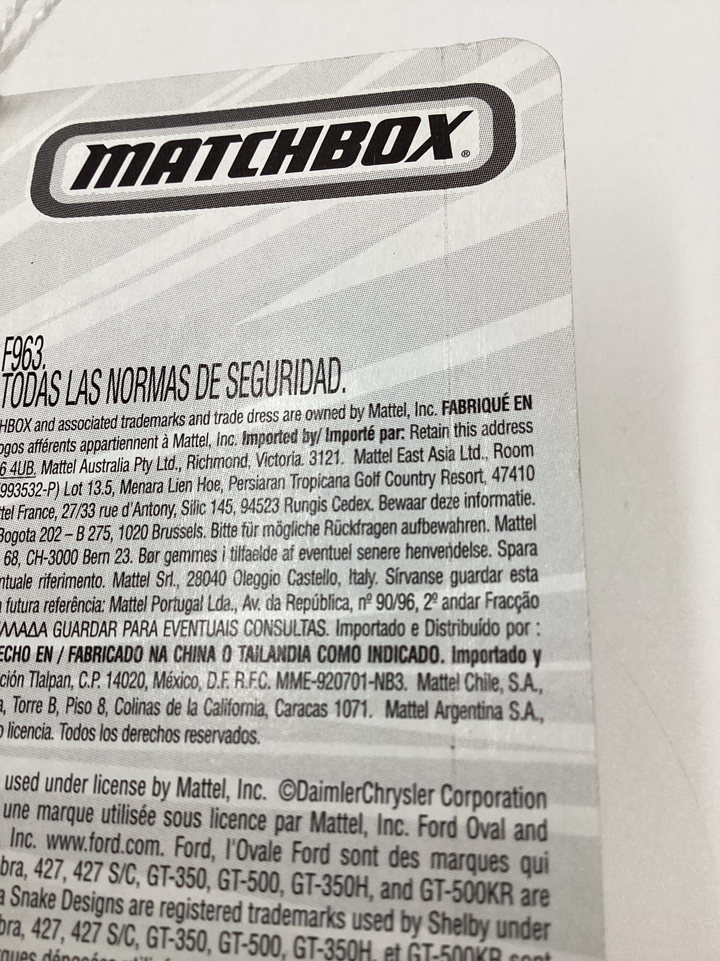 Matchbox 2006 Superfast #54 Range Rover Sport *Vein on back of card*