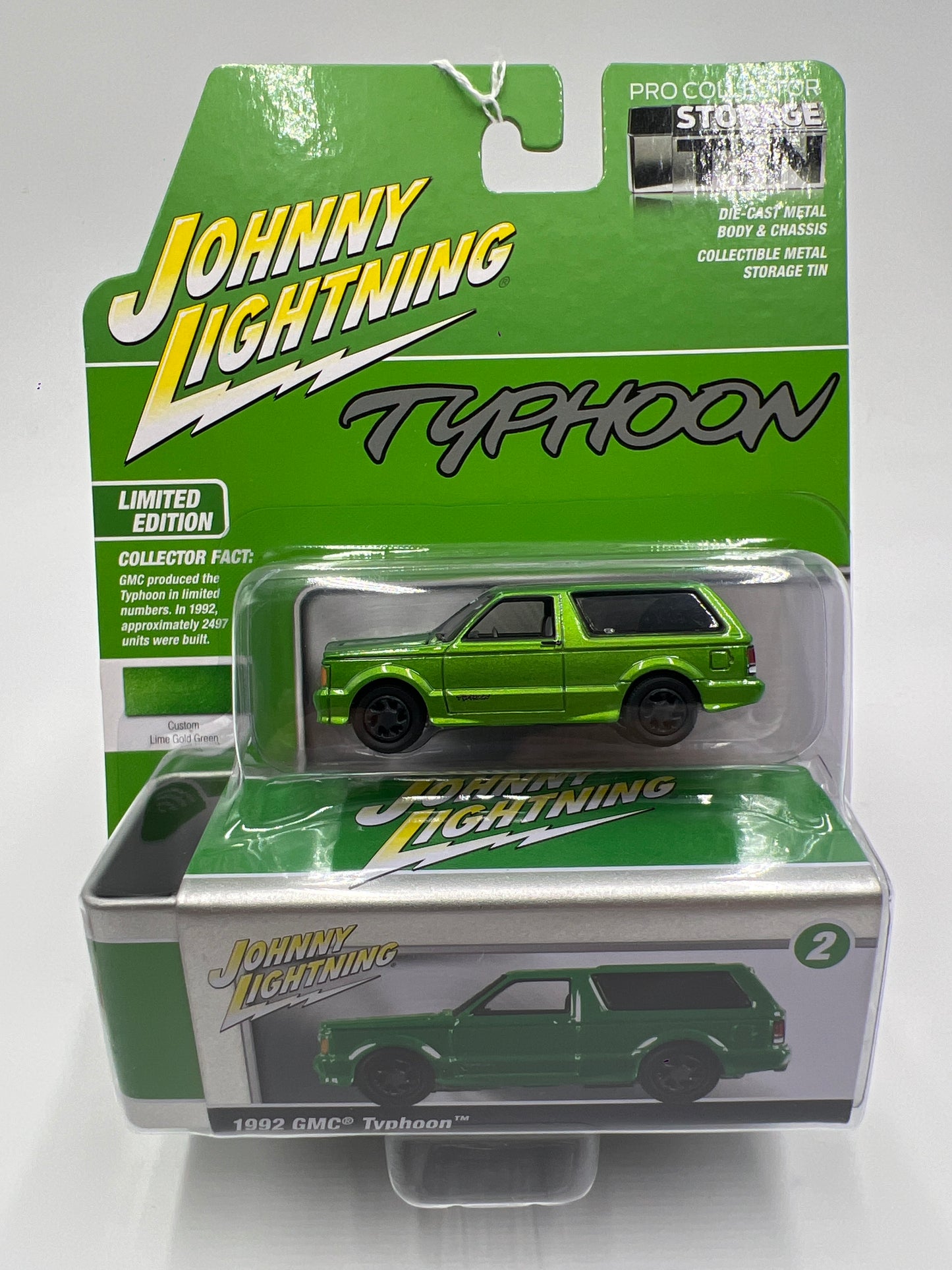 2025 Johnny Lightning Pro Collector Series Release 1 Version B 1992 GMC Typhoon Green W/Storage Tin