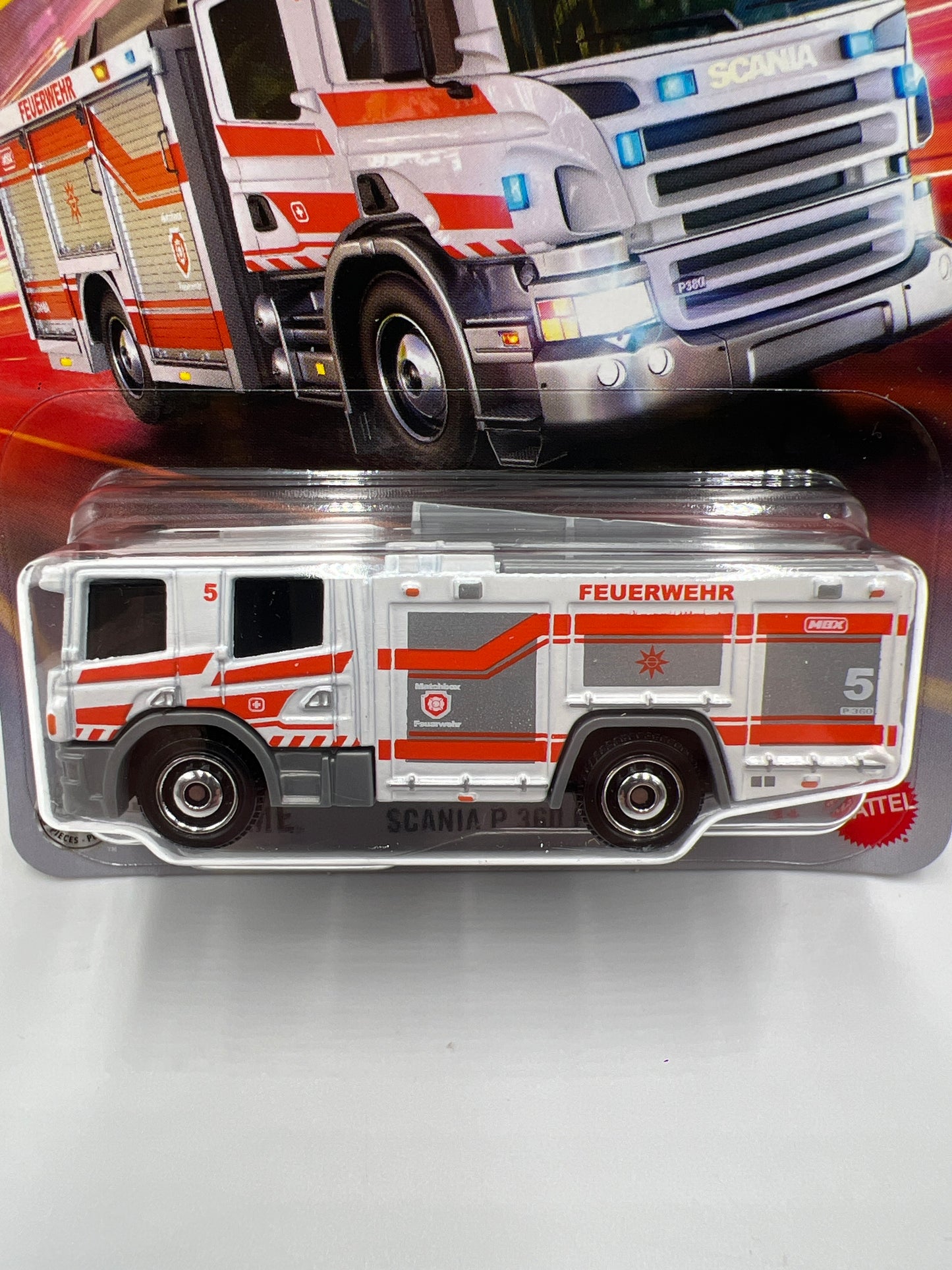 2025 Matchbox #16 Scania P 360 Fire Truck White 215G