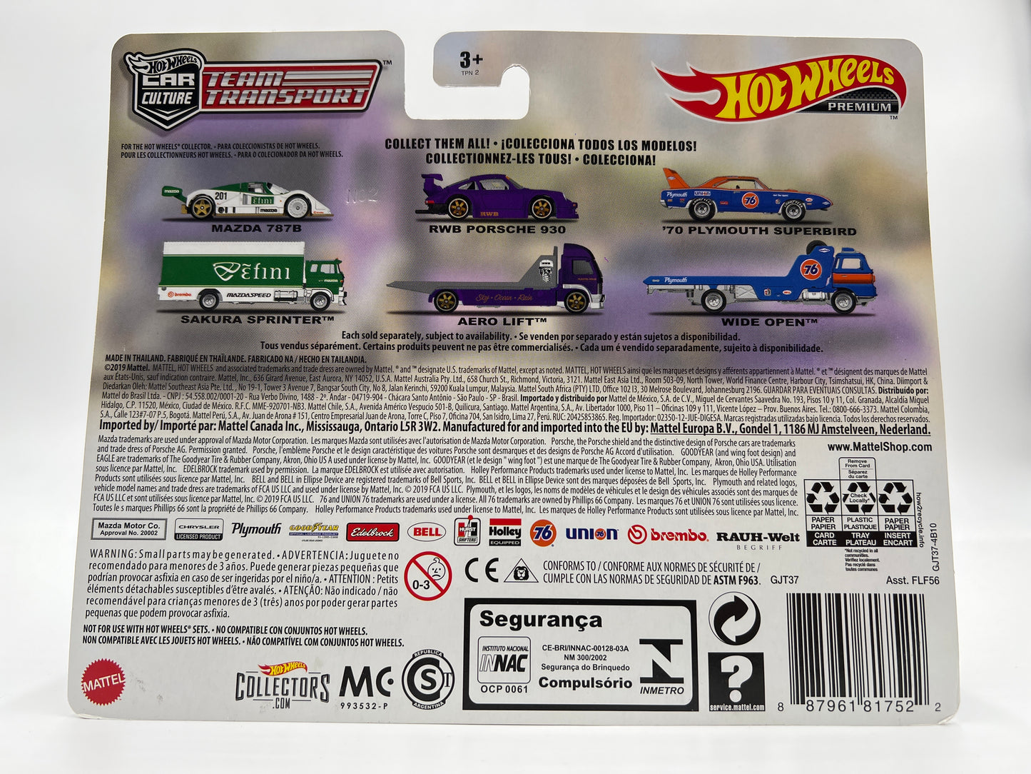 2019 HW Team Transport #17 RWB Porsche 930 & Aero Lift Purple W/Protector