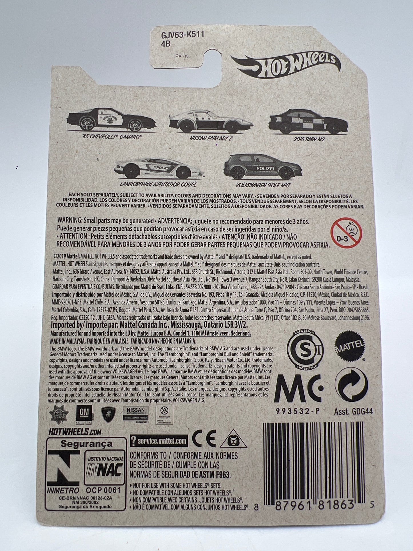 Hot Wheels Police Art Series #2 Missing Logo Variation Nissan Fairlady Z Black/White 168F