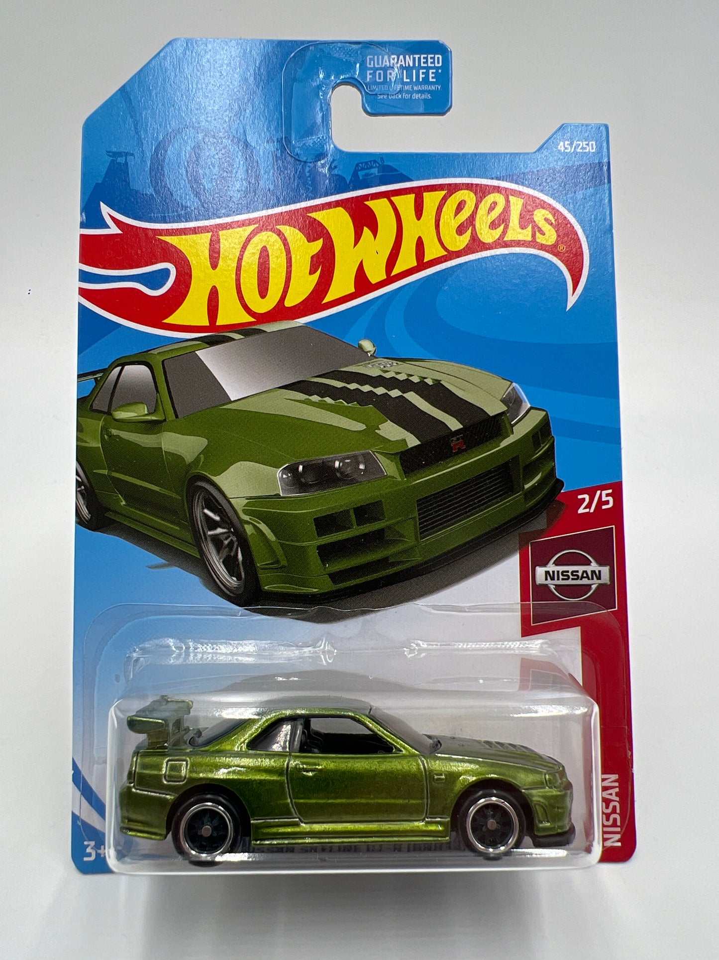 2019 Hot Wheels #45 Super Treasure Hunt Nissan Skyline GT-R BNR34 Green W/Protector