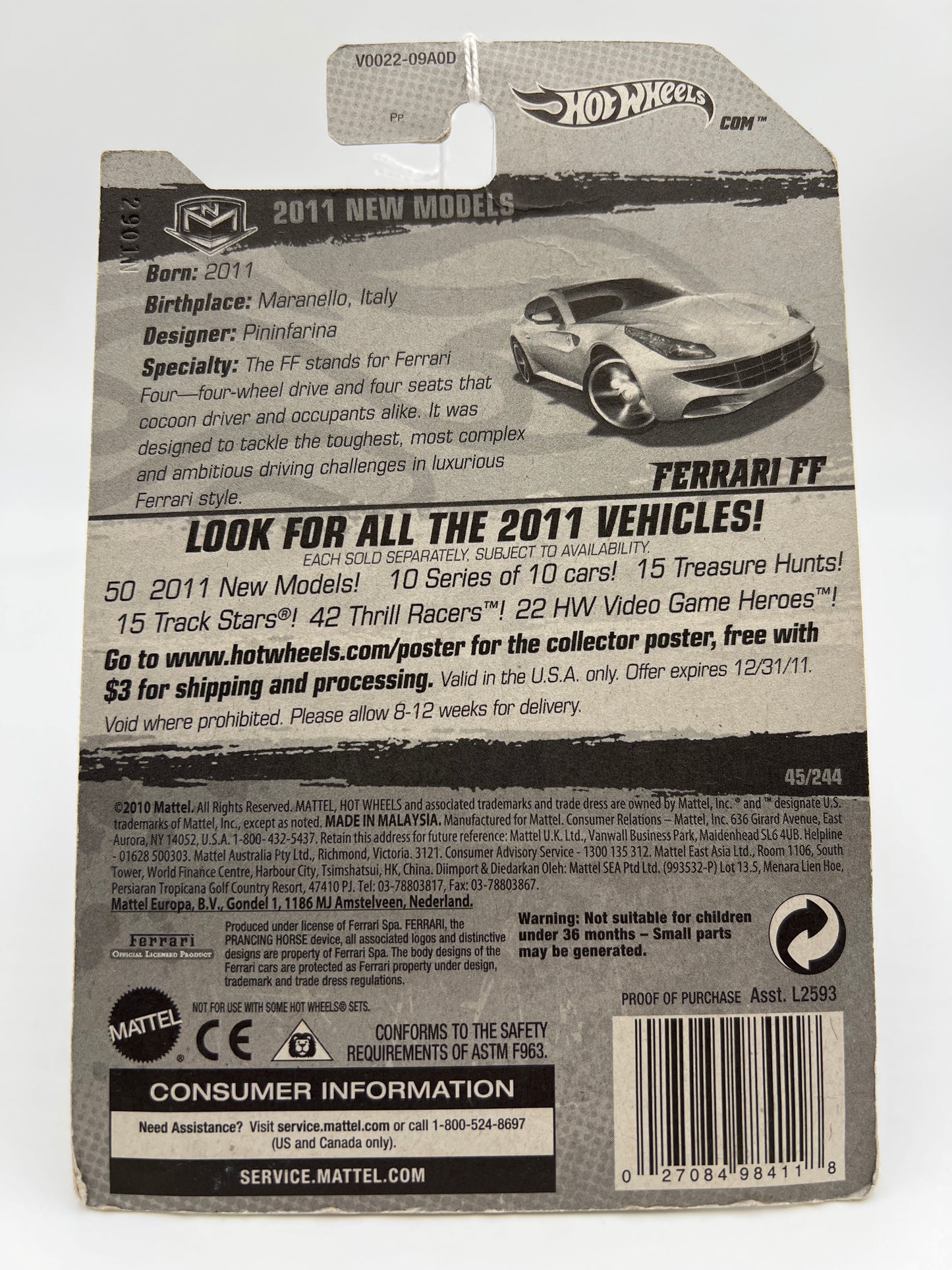 2011 Hot Wheels New Models #45 Ferrari FF Silver Variation (SR)