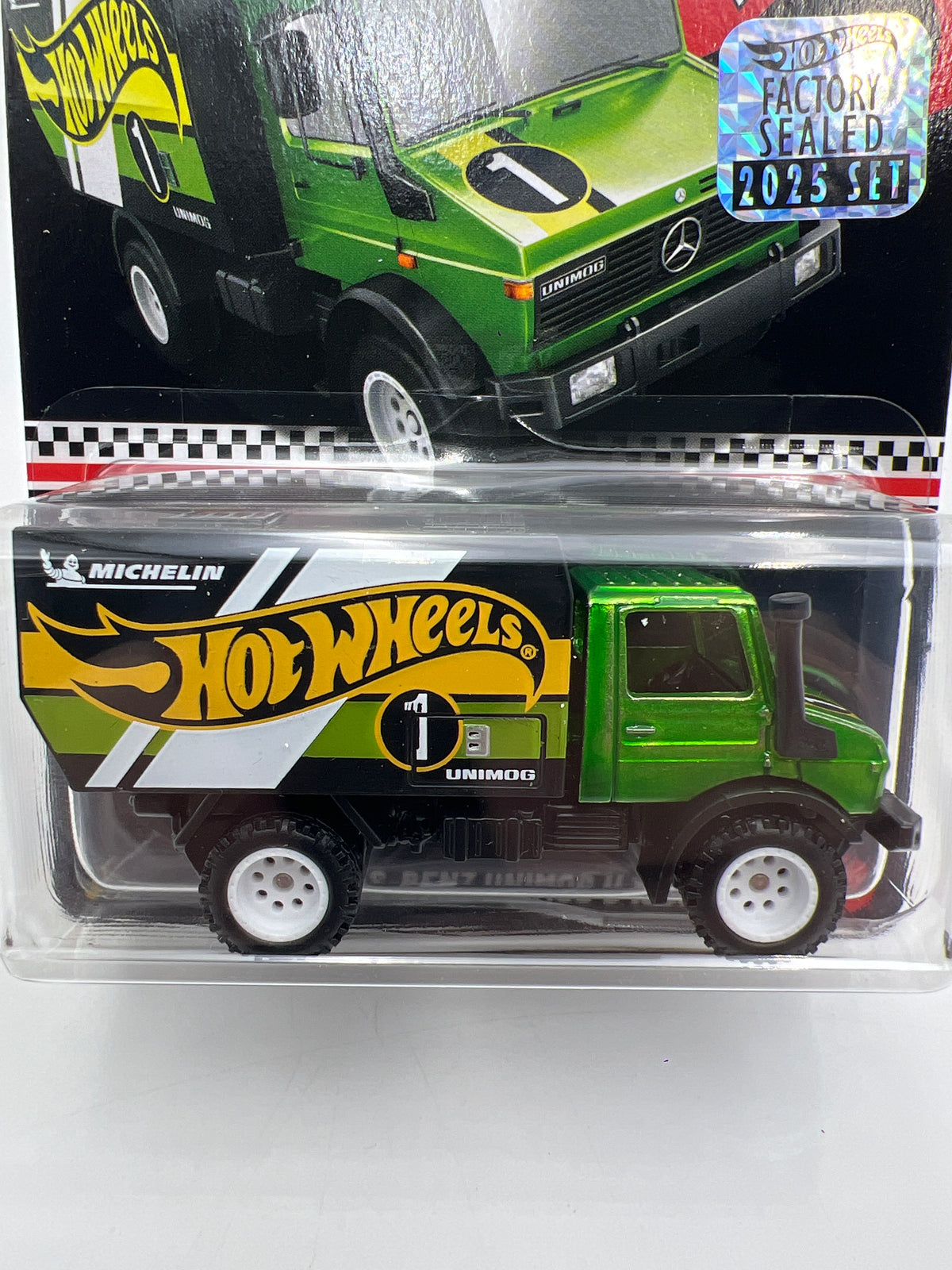 2025 Hot Wheels Factory Sealed Mail In #1 Mercedes-Benz Unimog U 1300L Green W/Protector