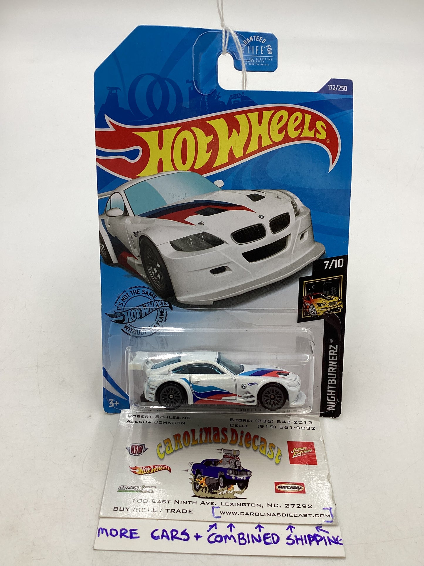 2020 Hot Wheels #172 White BMW Z4 M Motorsport (Small crease in J hook) 107G