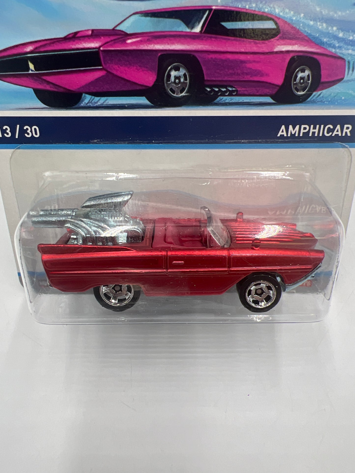 Hot Wheels Cool Classics #13 Amphicar Red (Pink Car Card)