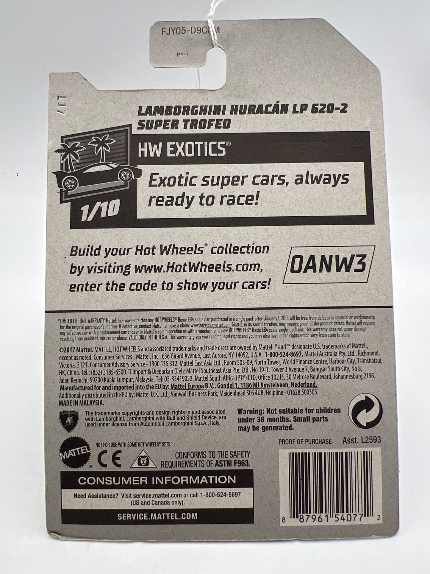 2018 Hot Wheels Exotics #268 Lamborghini Huracan LP 620-2 Super Trofeo Orange 101E