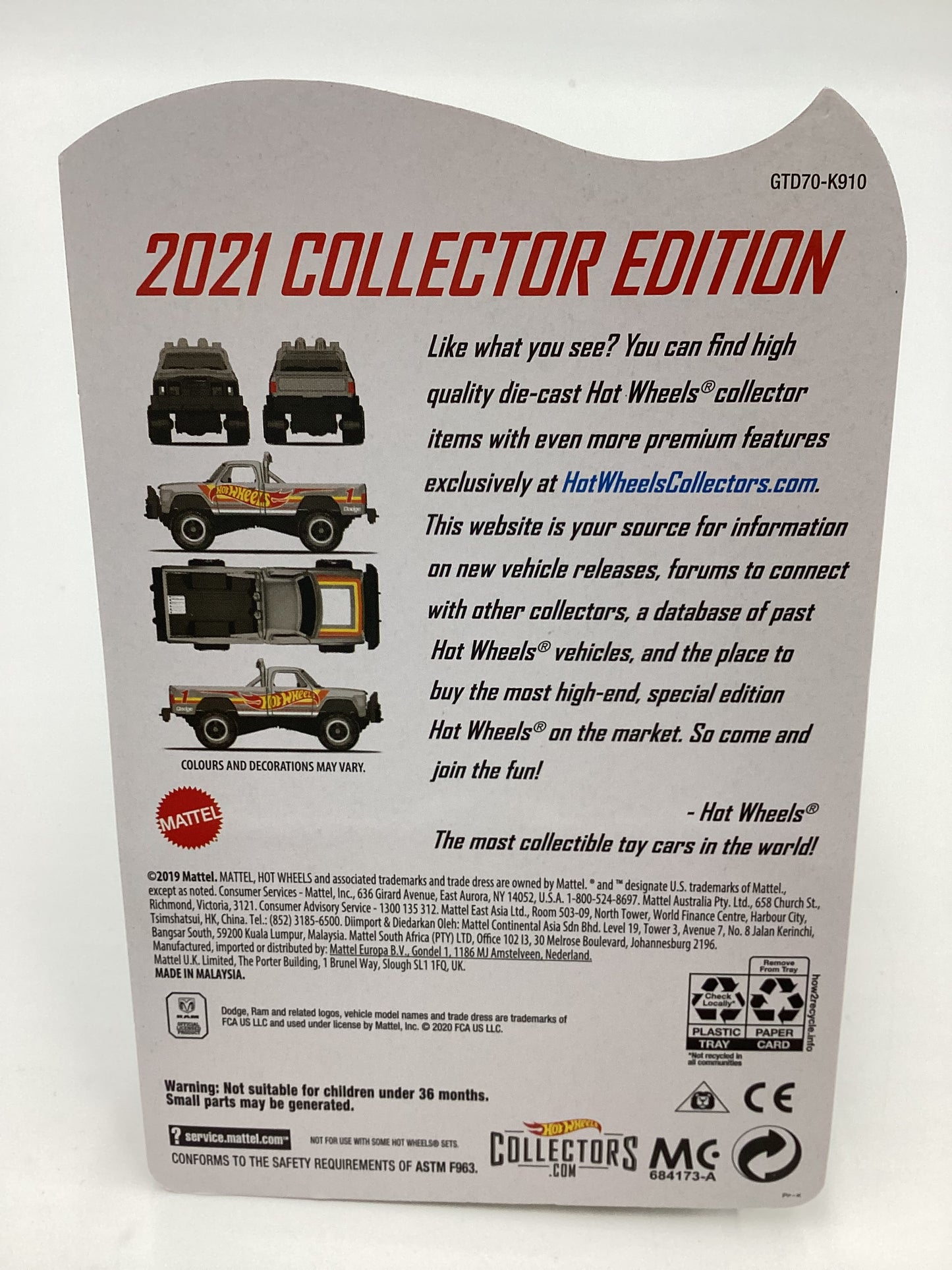 2021 Hot Wheels Collectors Edition Zamac Mail in #1 1980 Dodge Macho Power Wagon with protector
