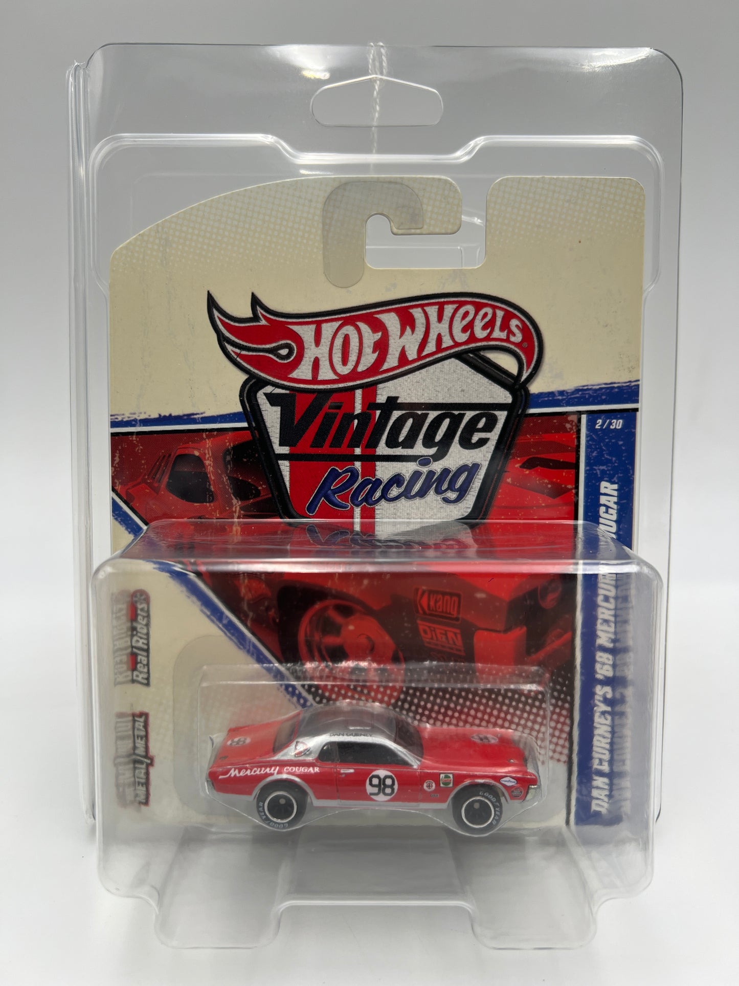 Hot Wheels Premium Vintage Racing #2 Dan Gurneys 68 Mercury Cougar W/Protector