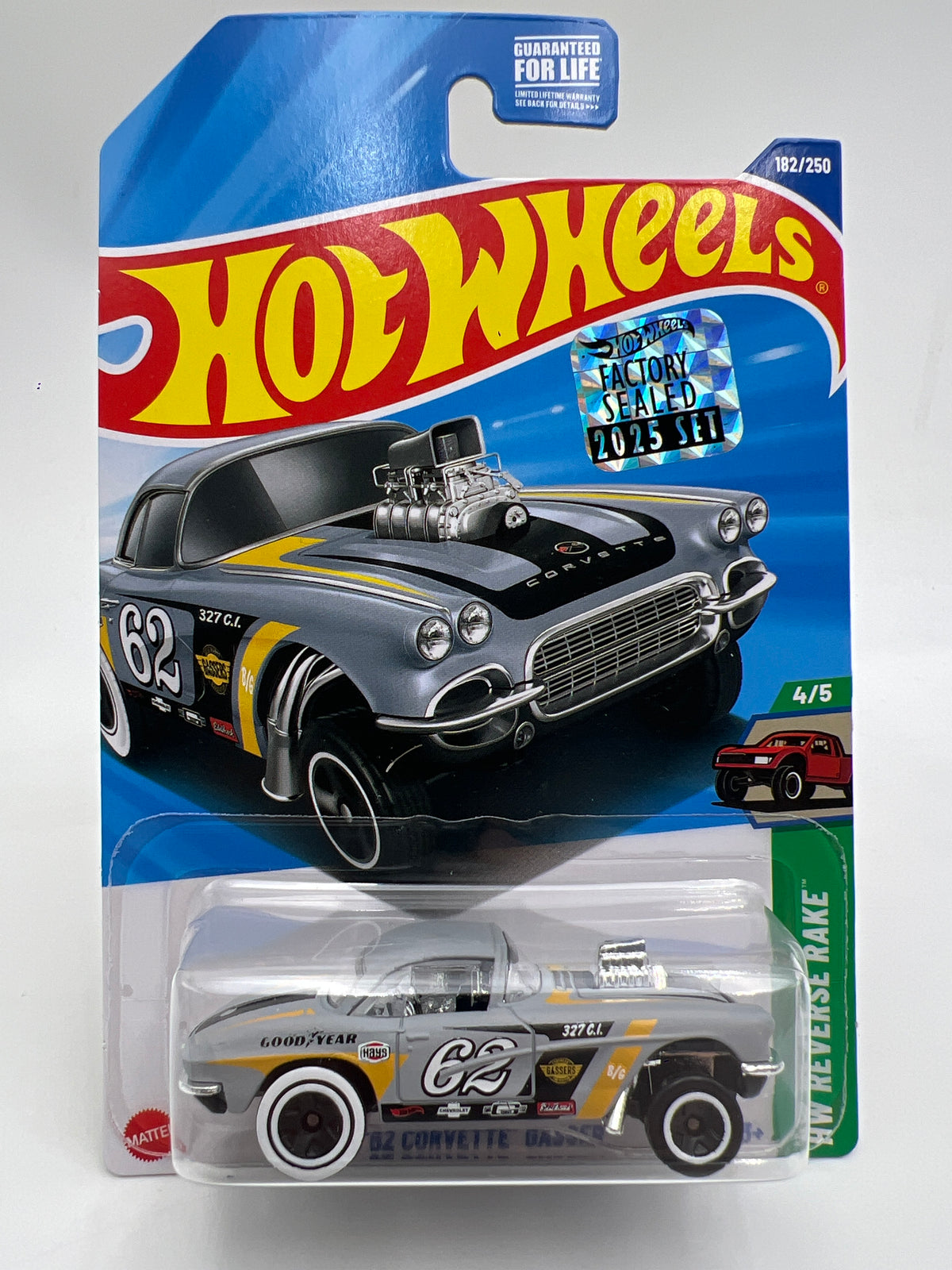 2025 Hot Wheels Factory Sealed Super Treasure Hunt & Mainline #182 62 Corvette Gasser W/Protector