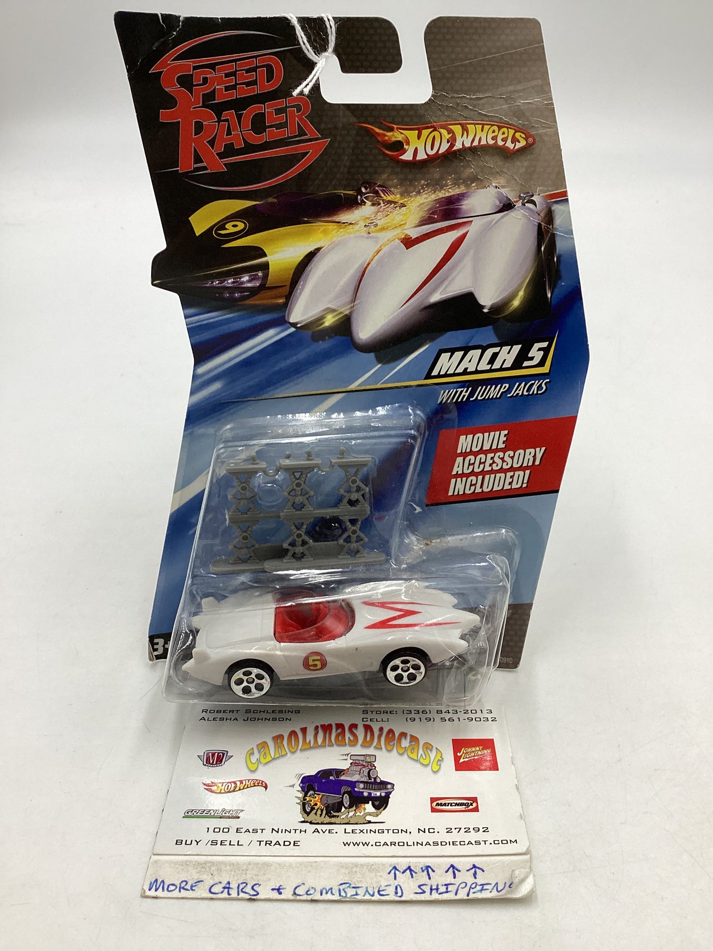 2007 Hot Wheels Speed Racer White Mach 5 (BAD CARD)