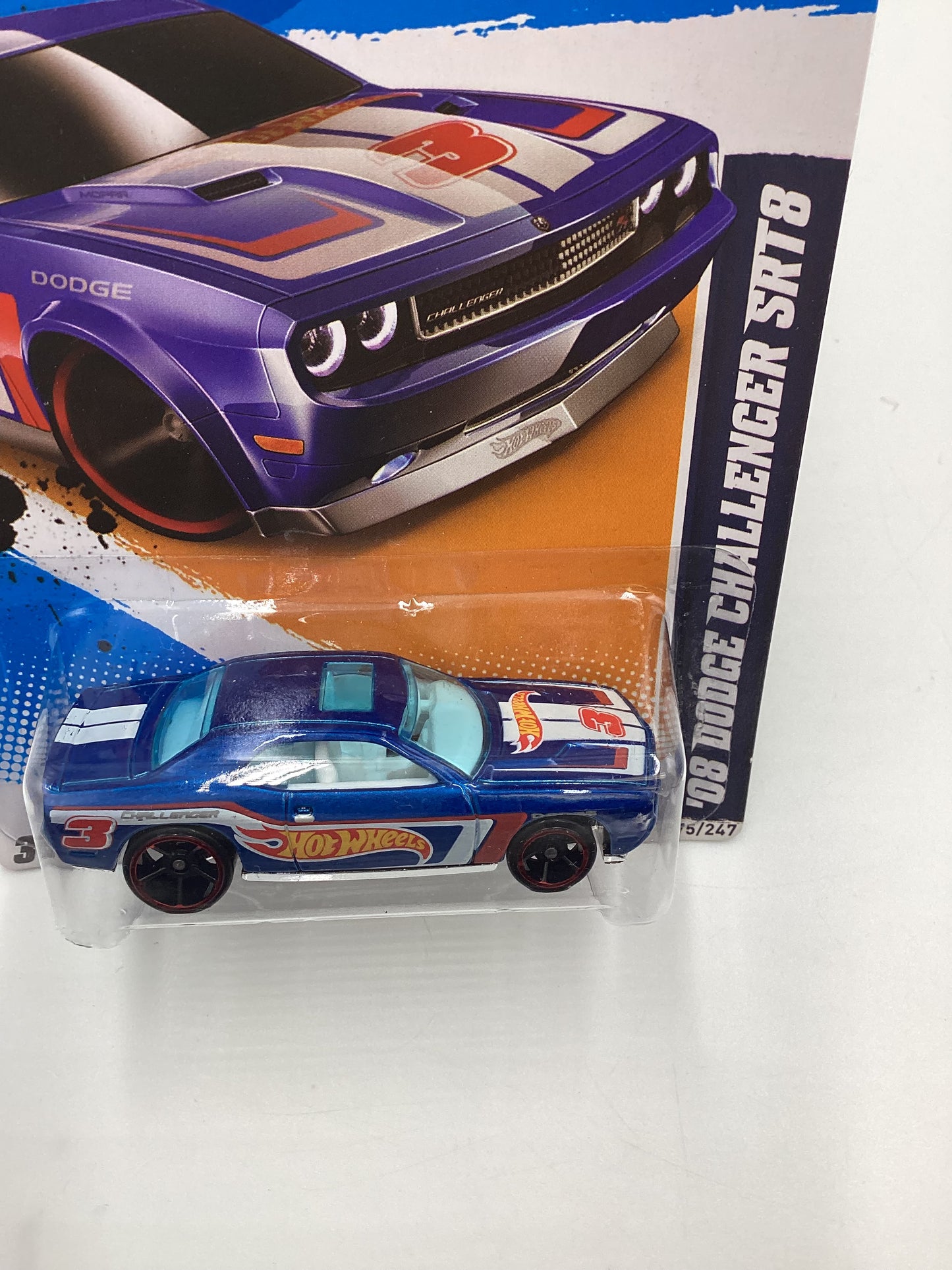 2012 Hot Wheels Racing #175 08 Dodge Challenger SRT8 Blue 53F