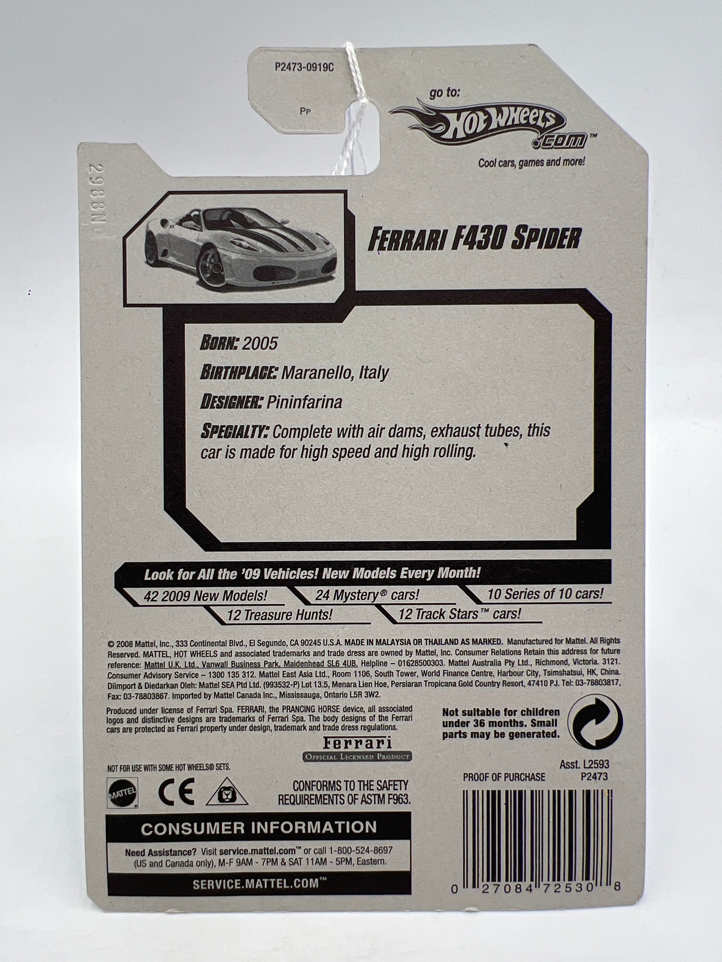 2009 Hot Wheels Dream Garage #153 Ferrari F430 Spider White