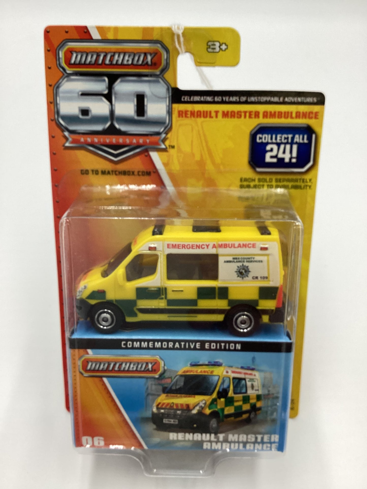 2013 Matchbox 60th anniversary #06 Renault Master Ambulance Yellow 172A