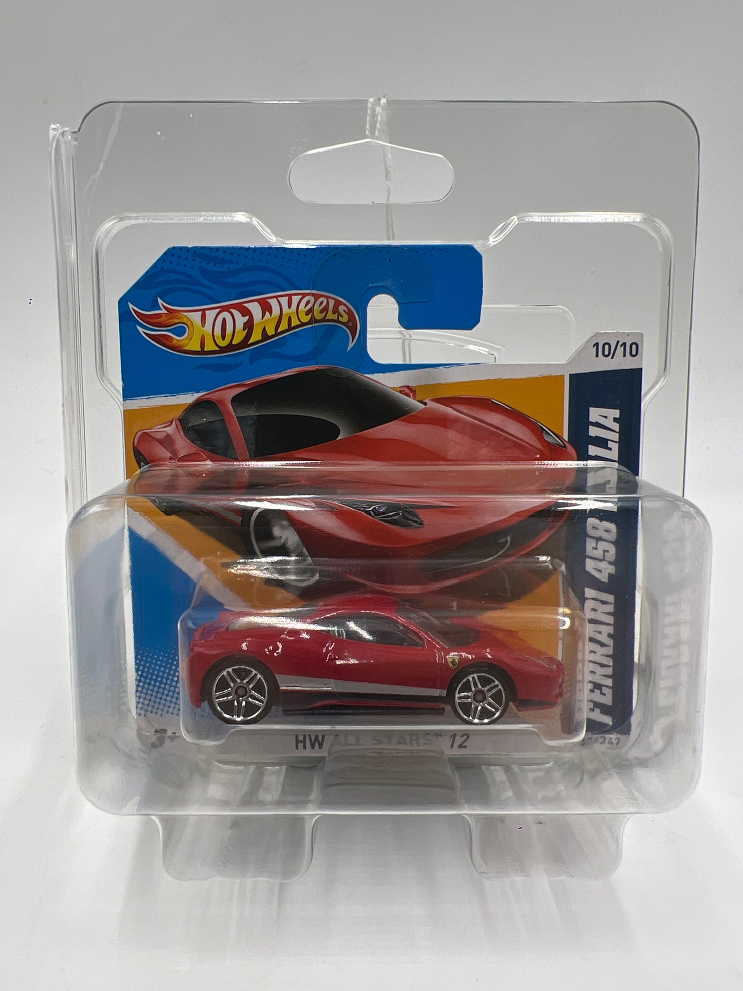 2012 Hot Wheels Short Cars All Stars #130 Ferrari 458 Italia Red W/Protector