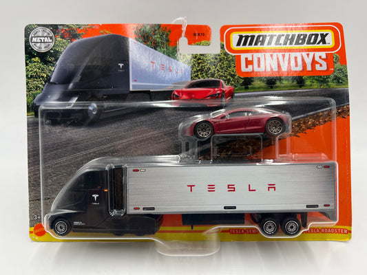 Matchbox Convoys #2 Tesla Semi & Box Trailer / Tesla Roadster Red
