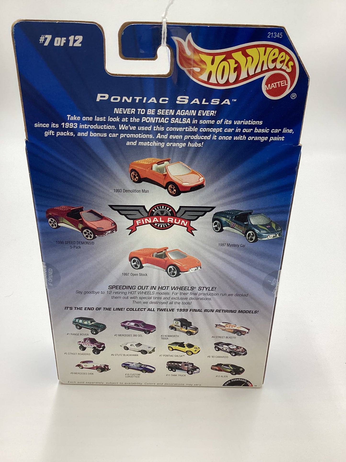 1999 Hot Wheels Final Run #7 Pontiac Salsa NN10