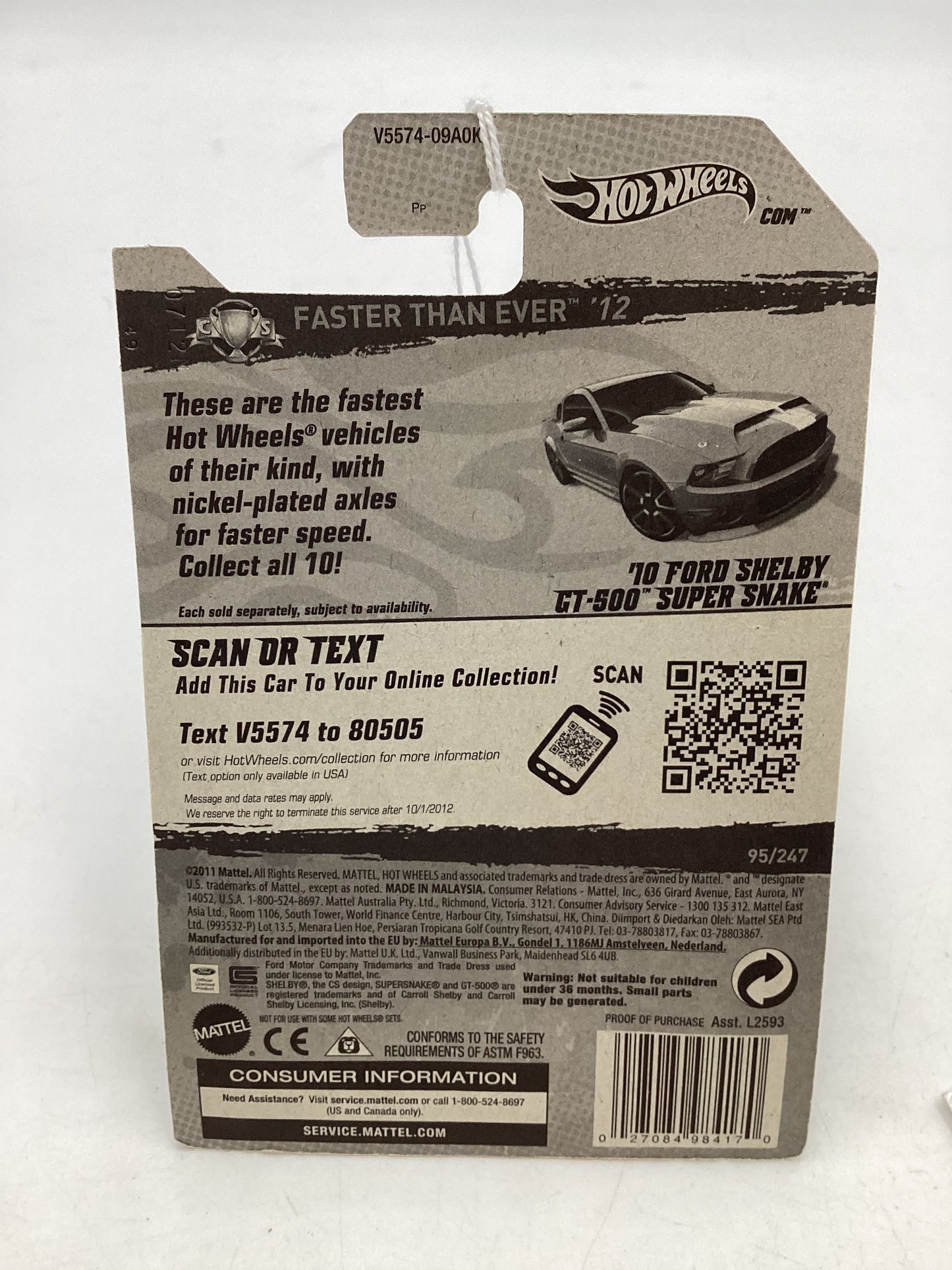 2012 Hot Wheels #95 10 Ford Shelby GT-500 Super Snake Teal 25D