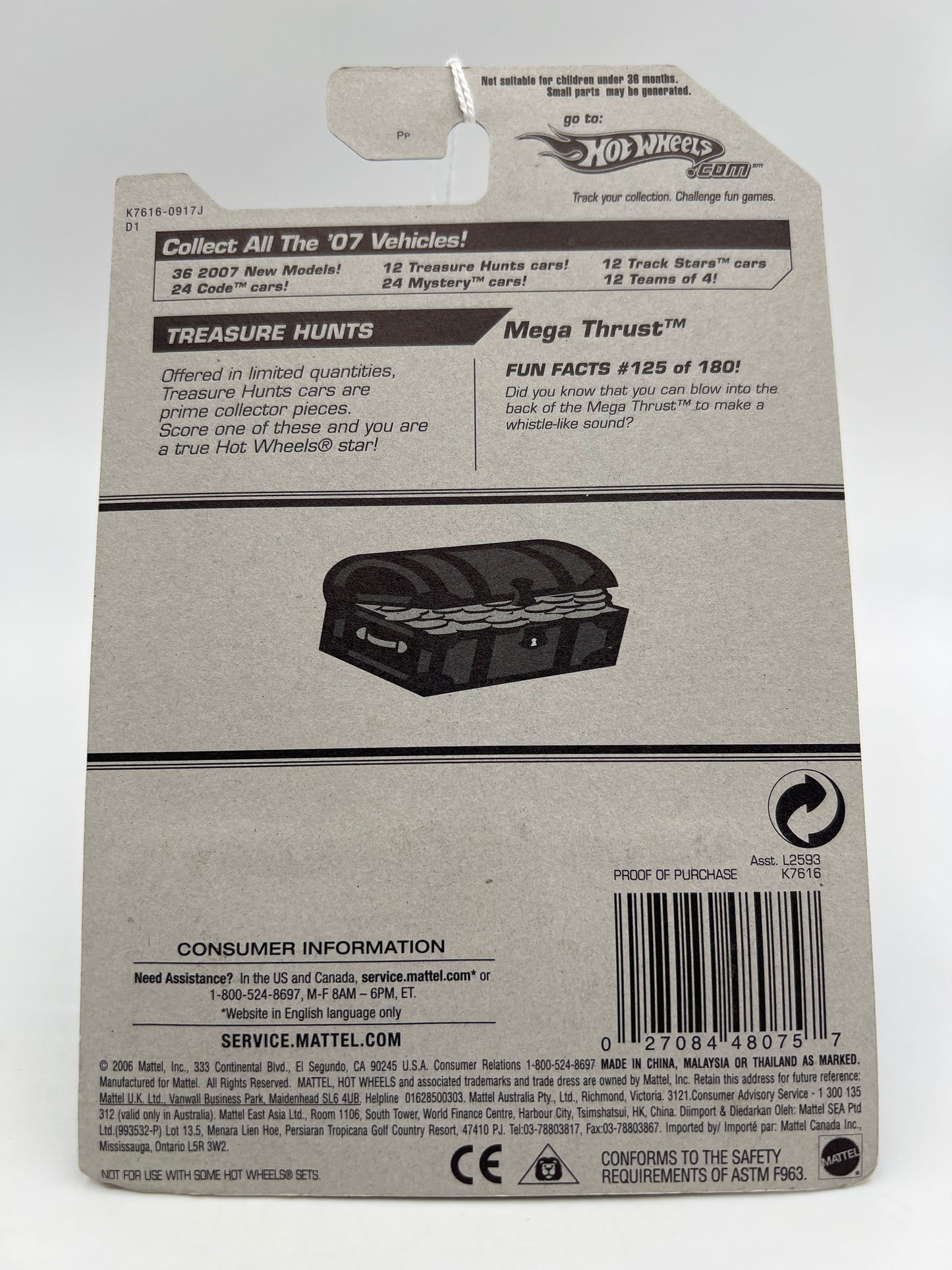 2007 Hot Wheels Treasure Hunt #125 Mega Thrust Orange