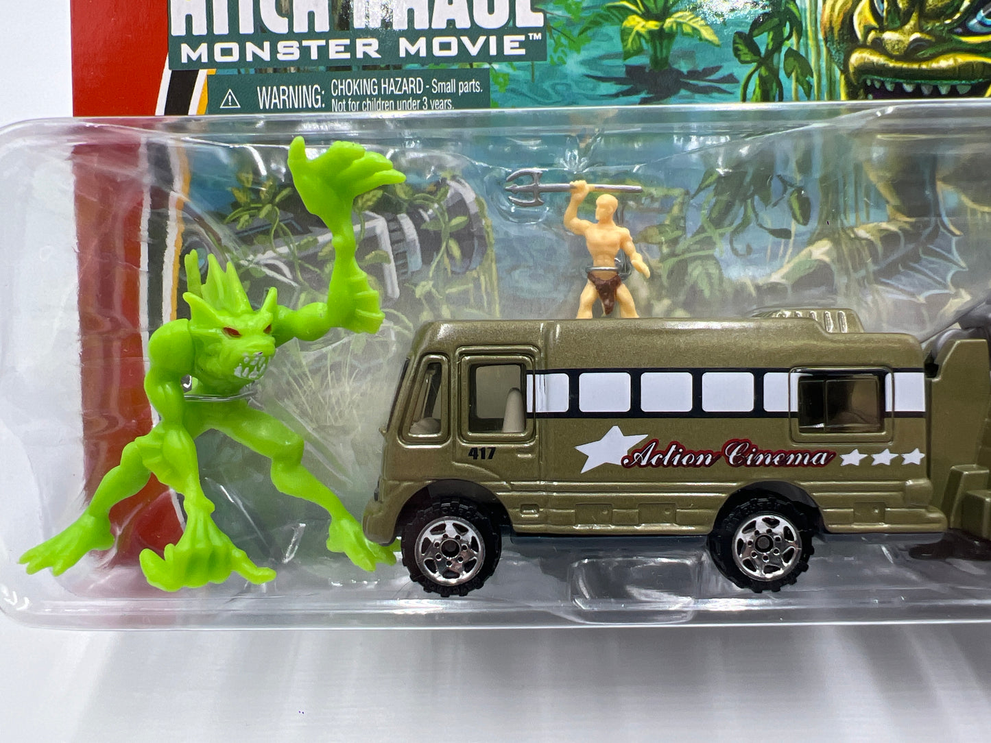 Matchbox Hitch N Haul Monster Movie Set Movie Truck & Lights on Trailer