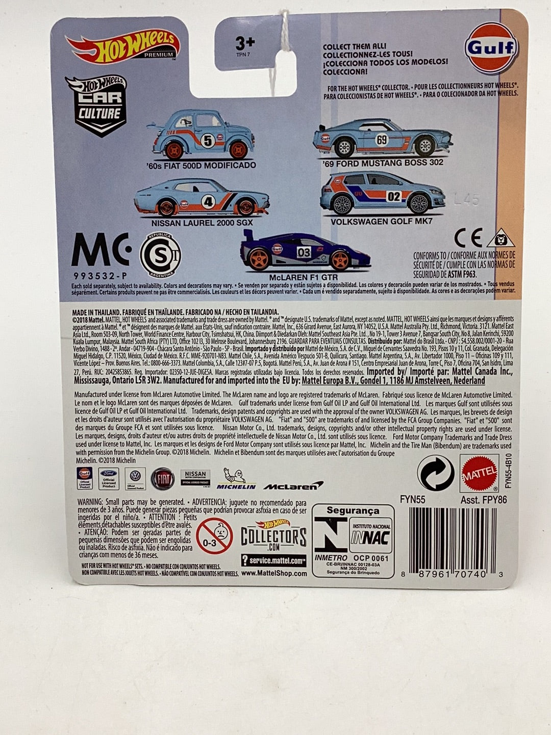 HOT WHEELS GULF McLaren F1 GTR 5/5 245A (Bad Card)