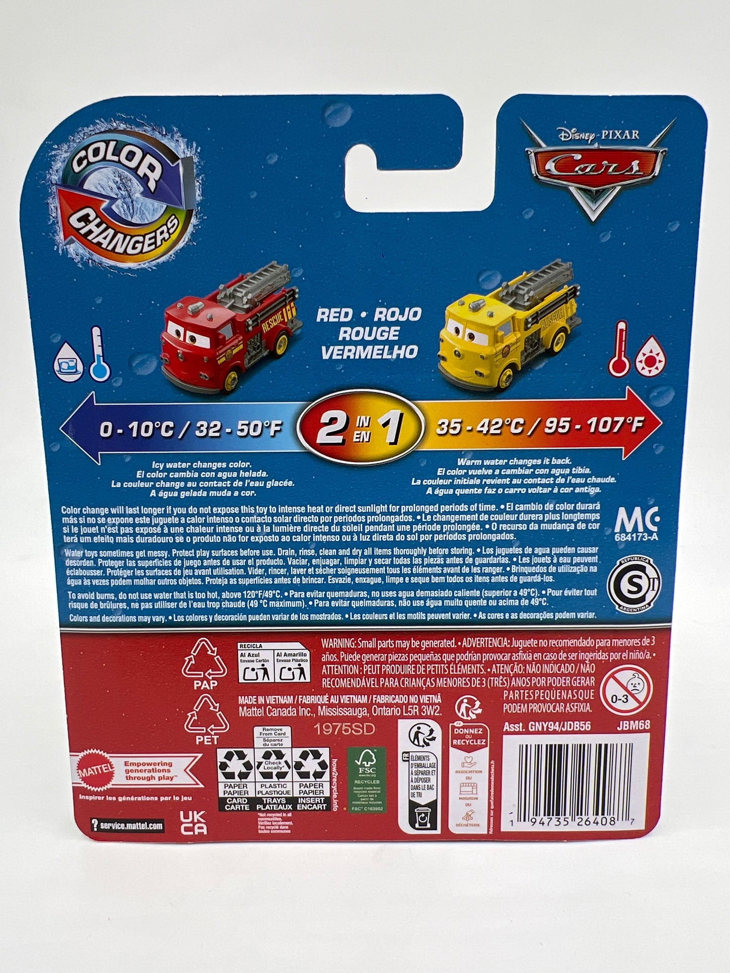 Disney Pixar Cars Color Changers 2 In 1 Red 139B