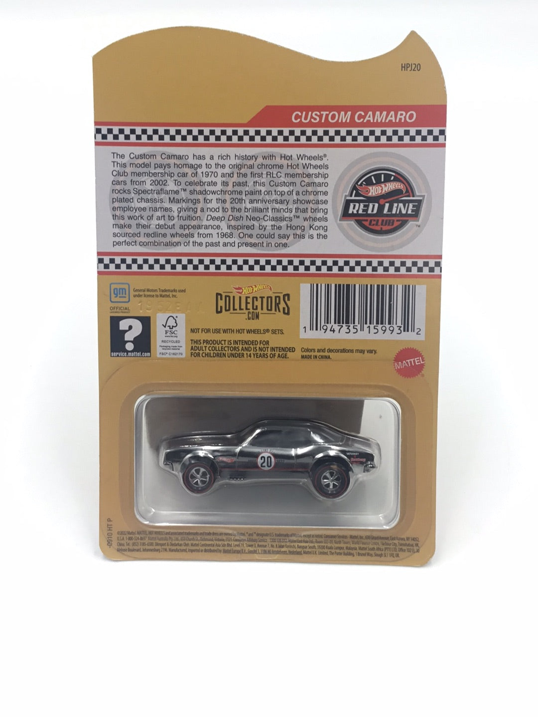Hot wheels redline club Custom Camaro with protector