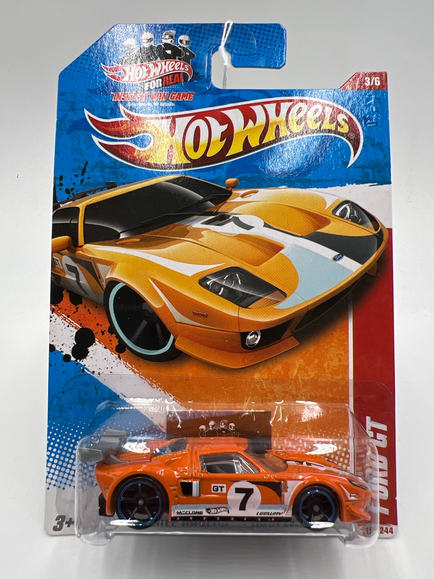 2011 Hot Wheels Thrill Racers Raceway #219 Ford GT Orange Instant Win Card
