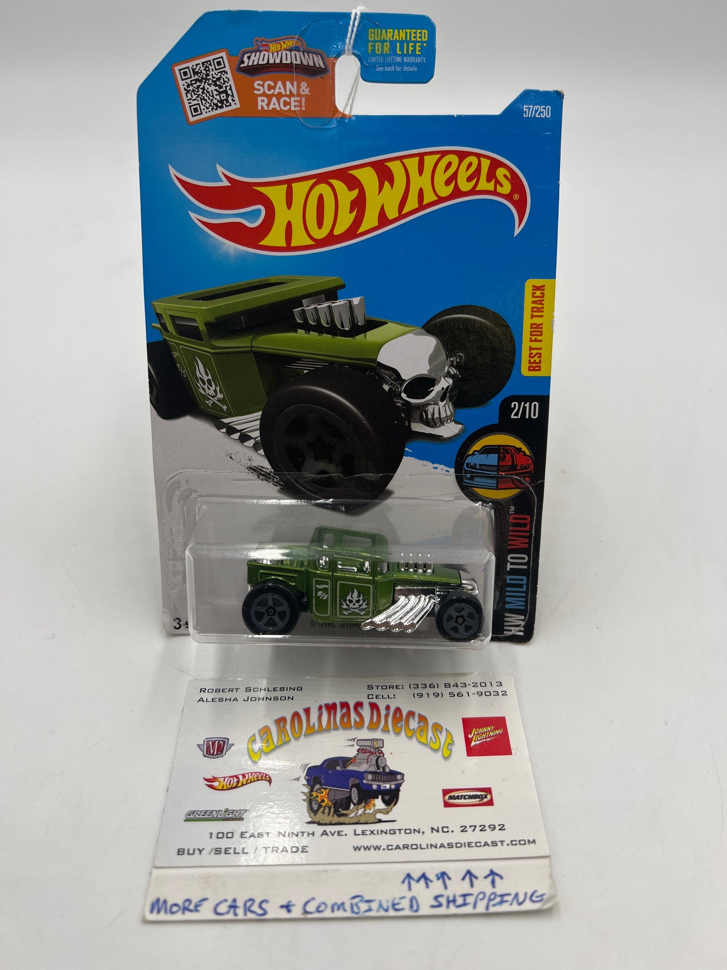 2016 Hot Wheels Mild to Wild #57 Bone Shaker Green 56B