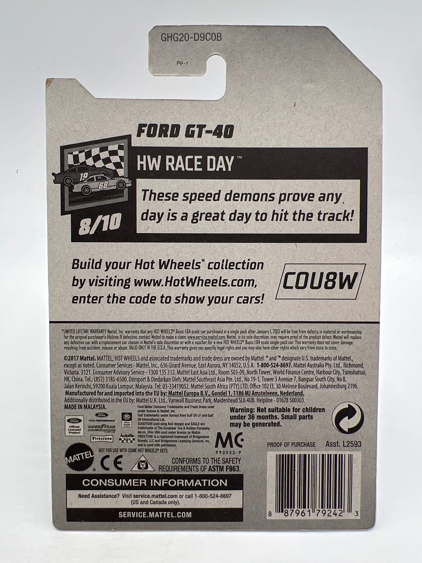 2020 Hot Wheels Super Treasure Hunt #35 Ford GT-40 Gulf Blue W/Protector