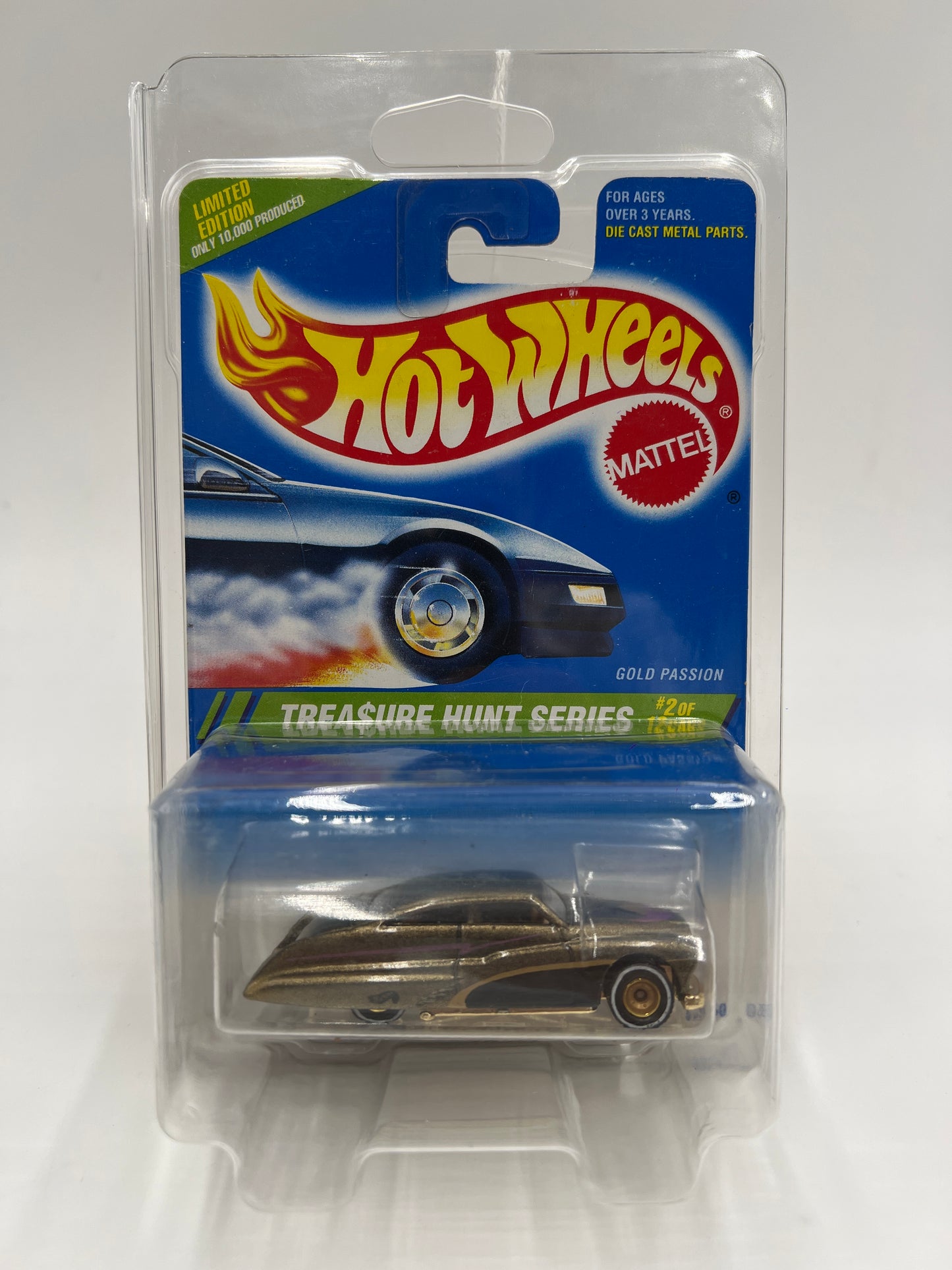 1995 Hot Wheels Treasure Hunt Series #2 Real Riders Gold Passion W/Protector
